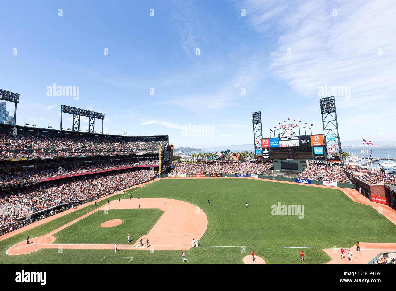 AT&T Park Baseball Stadium, San Francisco, USA, Heimat der San Francisco Giants, der Stadt der Major League Baseball Franchise. Stockfoto