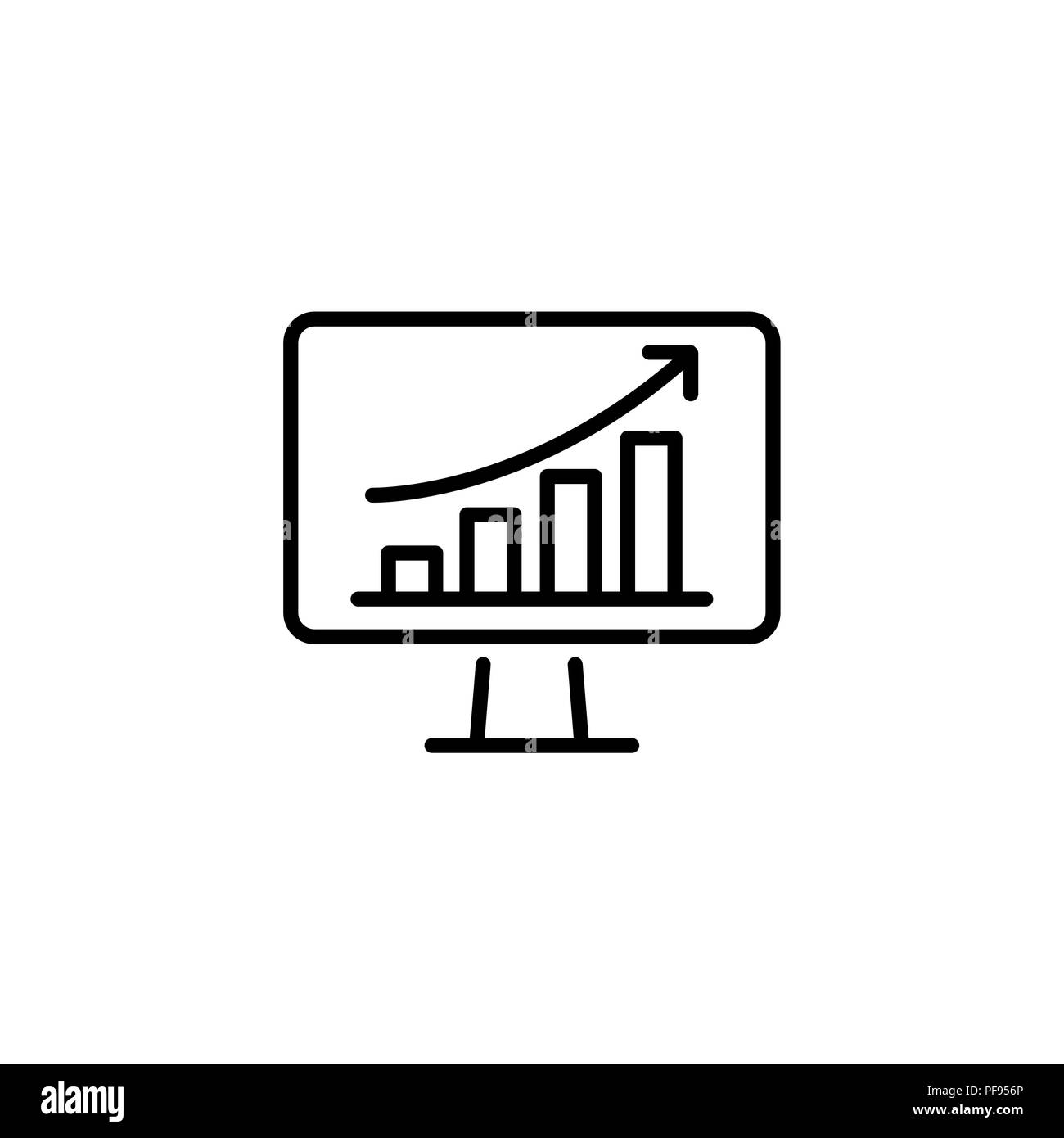 Web Symbol Leitung. Monitor mit Business graph Stock Vektor