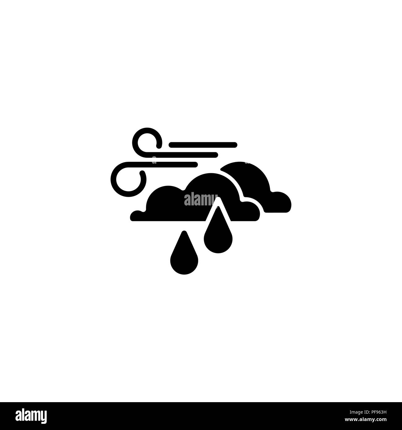 Web Icon Wind Wolken Und Regen Schwarz Auf Weissem Hintergrund Stock Vektorgrafik Alamy