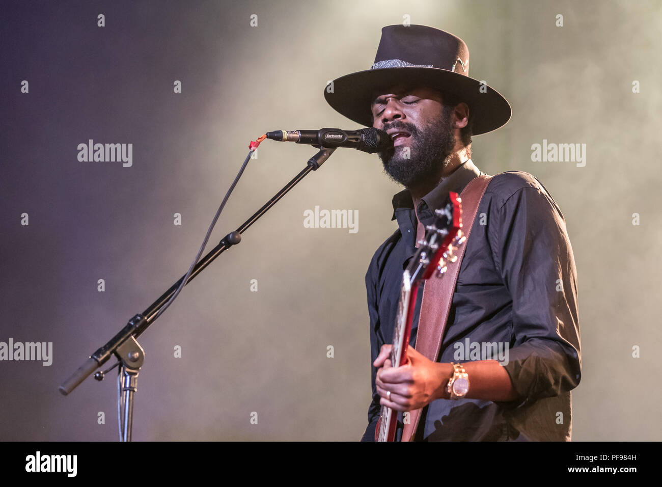 Us-amerikanischer Musiker und Schauspieler Gary Clark Jr. live bei der 26 Blue Balls Festival in Luzern, Schweiz Stockfoto