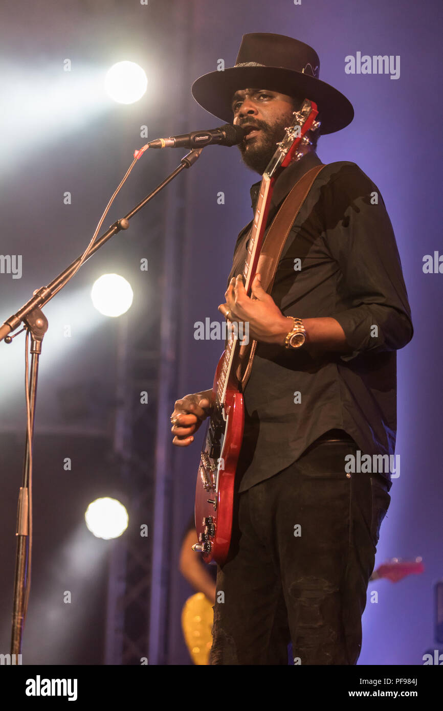 Us-amerikanischer Musiker und Schauspieler Gary Clark Jr. live bei der 26 Blue Balls Festival in Luzern, Schweiz Stockfoto