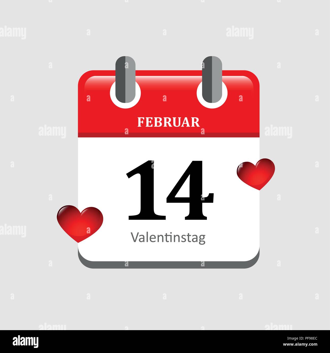 Kalender mit 14. Februar rote Herzen Vector EPS Abbildung 10 Stock Vektor