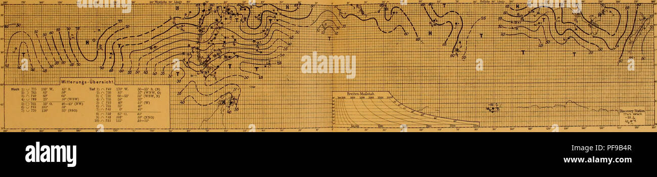 . Deutsche SÃ¼dpolar-Expedition, 1901-1903, im, Aufträge des Reichsamtes des Innern. Gauss (Schiff); wissenschaftliche Expeditionen. Nr. 290. 27. Mai 1902 Nr. 290. 27. Mai 1902 Tiel 1) n7 - "1701 W. 50-55 Â°S (N) • 2) r;TM) &Amp; 5°, r, 7° (WNW, 0). 1) C TM 60-55 Â°55' (WSW. N) 58 Â°Ã¤r 570765 55' O. 40^(NW) Â" C "JJ" T6 Â £ (W) 6) V 766 105 - 80 ty^' -&gt;''* Â £ 7)^/770 180 "S*SOl. Kr. 291. 28. Mai 1902 Nr. 291. 28. Mai 1902 "'â BOT. Bitte beachten Sie, dass diese Bilder aus gescannten Seite Bilder, die digital für die Lesbarkeit verbessert haben mögen - Färbung und Erscheinungsbild extrahiert werden Stockfoto