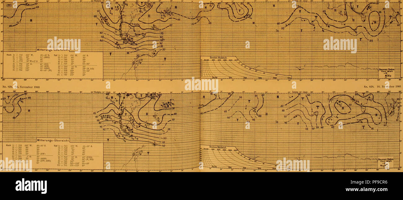 . Deutsche Südpolar-Expedition, 1901-1903, im, Aufträge des Reichsamtes des Innern. Gauss (Schiff); wissenschaftliche Expeditionen. Nr. 82 Ich. lö. Xovomlicr 1" 03 Nr. 827. :,. Am 19. November&lt; e. 6) 3 75 i; • 0. 7) O TM m8) O 770 l") 9) w765LL" i-. Bitte beachten Sie, dass diese Bilder sind von der gescannten Seite Bilder, die digital für die Lesbarkeit verbessert haben mögen - Färbung und Aussehen dieser Abbildungen können nicht perfekt dem Original ähneln. extrahiert. Deutsche Südpolar-Expedition (1901-1903); Drygalski, Erich von, 1865-1949. Berlin, G. Reimer Stockfoto