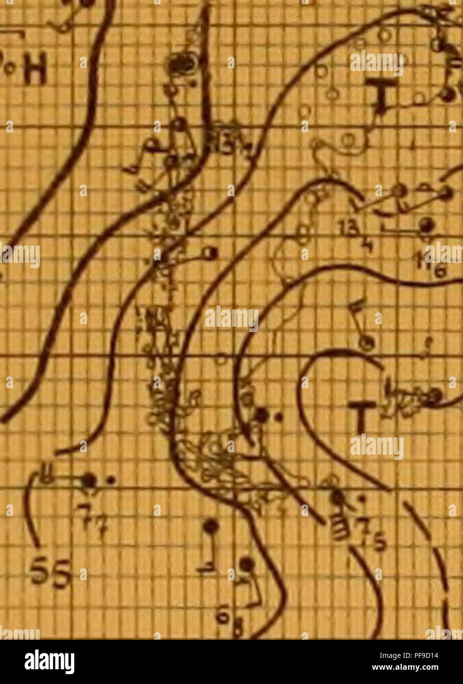 . Deutsche SÃ¼dpolar-Expedition, 1901-1903, im, Aufträge des Reichsamtes des Innern. Gauss (Schiff); wissenschaftliche Expeditionen. Nr. 563. 24. Februar 1!H.3 1 - Â±m) - m Anzeige * ICH kTB5i-sp mra Bmj-WfcaÃ¼Mn â"¢ LÃ¤NTF-T53, rA. X ffffÃ ¤ H. r-* Â" %j * 3 T'| Wilterunfis-Ubersicht. Hoch 1) ('TiS IM * W. 50 * 8. (SHW) Tief 1)  765 "fl * VT. 50 * S. 2) O7?" 100 * 50 = (NW. Keine)' &gt; j O 7 À 5 1/0*35' 3)^765 8 S * 38" 3&gt; - / 765 90 ". 1.5*4) w7. w50 * 3 T 4) 3 740 67. 5) r745 45*6*5)^756 60° 40" 6)^765 aO * 85 * 6^740 55°. J, V (NW, N) 7) r-, 755 42 *HS* 8) C 73 o° als ioÂ Stockfoto