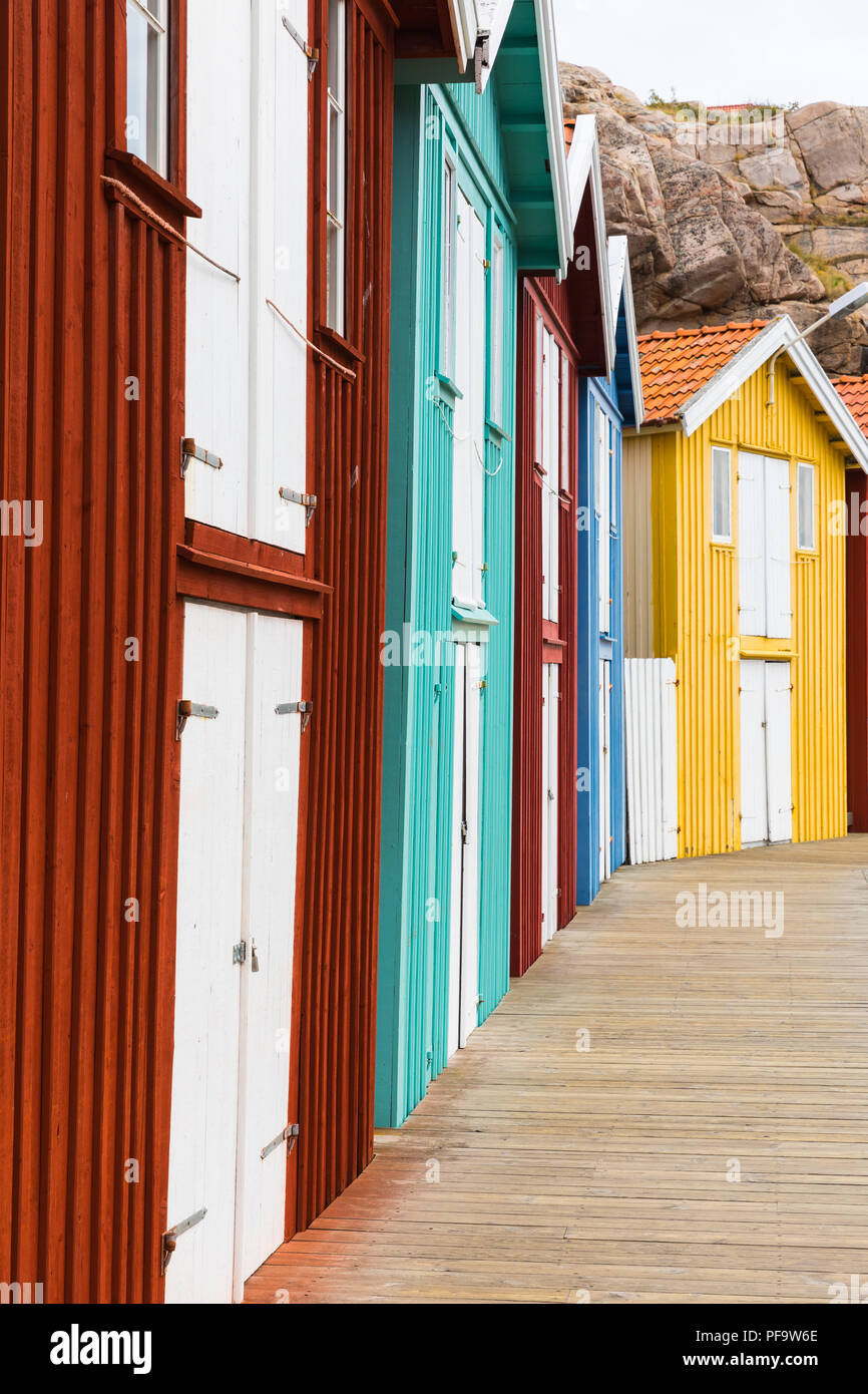 Smögen ist ein Ort in Västra Götaland County, Schweden. Es ist eine der belebtesten ummer Städte' der schwedischen Westküste. Stockfoto