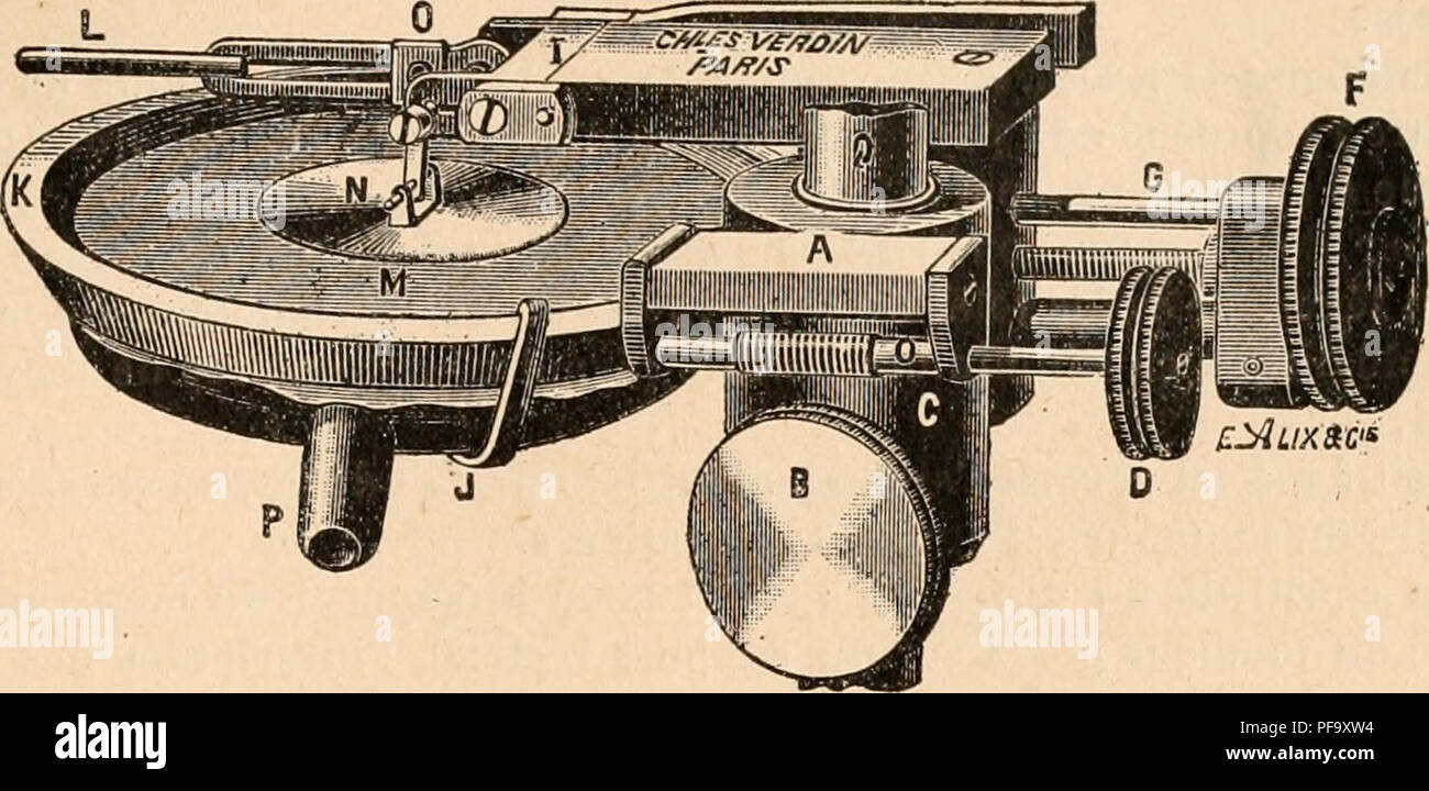 . Wörterbuch de Physiologie. Physiologie. GRAPHIQUE (MÃ©thode) 81 t&gt; que ce Dekor Platzierung sera Kraftbänder par la Piétrasanta ¨ ce intermÃ©diaire À un-Punkt plus rapprochÃ© de l'Axe de pivotement du Levier. En faisant glisser Le Long du Levier la Piétrasanta ¨ ce qui Termine en Haut la Piétrasanta ¨ ce-intermÃ©diaire entre le Levier et le Tambour, celle-ci-cesse d'Ãªtre verticale. Pour la redresser, auf Tourne une vis de rÃ©glage qui, faisant reculer avancer ou le Tambour, le ramÃ ¨ ne au-dessus du Punkt oÃ¹ Le Mouvement de la Membrane se transmet au Levier dans les Bedingungen les plus Favorables. Un levier Solidaire du Su Stockfoto