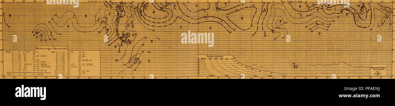 . Deutsche SÃ¼dpolar-Expedition, 1901-1903, im, Aufträge des Reichsamtes des Innern. Gauss (Schiff); wissenschaftliche Expeditionen. Nr. 392, September 1902 Nr. 892. (Ich. September isoa. W tTO "Nr. SOS. 7. September 1902 Nr. 393. 7. September 1902 Hoch I). . | Tw | ff ir-B"^' "S5*'') Ri 7 Ã¤S] 16Â 110Â° Â" Â°T, X W*SS.-" "r3il (8'080'Â" P (N, NO) 11 (OSO) Ras ei* - ist "5 HJ-S5:::,-w swi 6) 765 56 - 4? W - Moos) 6) C7 W Â"¢â" - Â" 7. 760 25* J0Â°S) R" 765 uz w â uju-r-Tief 18) r75 j r.v Ãâ 45 in n;;;;;;;; o 175 ist 9) TM BSC 0. 85' (S) 1Li) r 765 30 * tu (N) II* - 1 - J) Stockfoto
