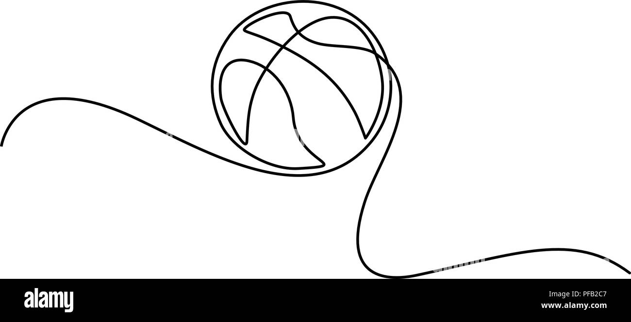 Kontinuierliche eine Linie zeichnen. Basketball Symbol. Vector Illustration Stock Vektor