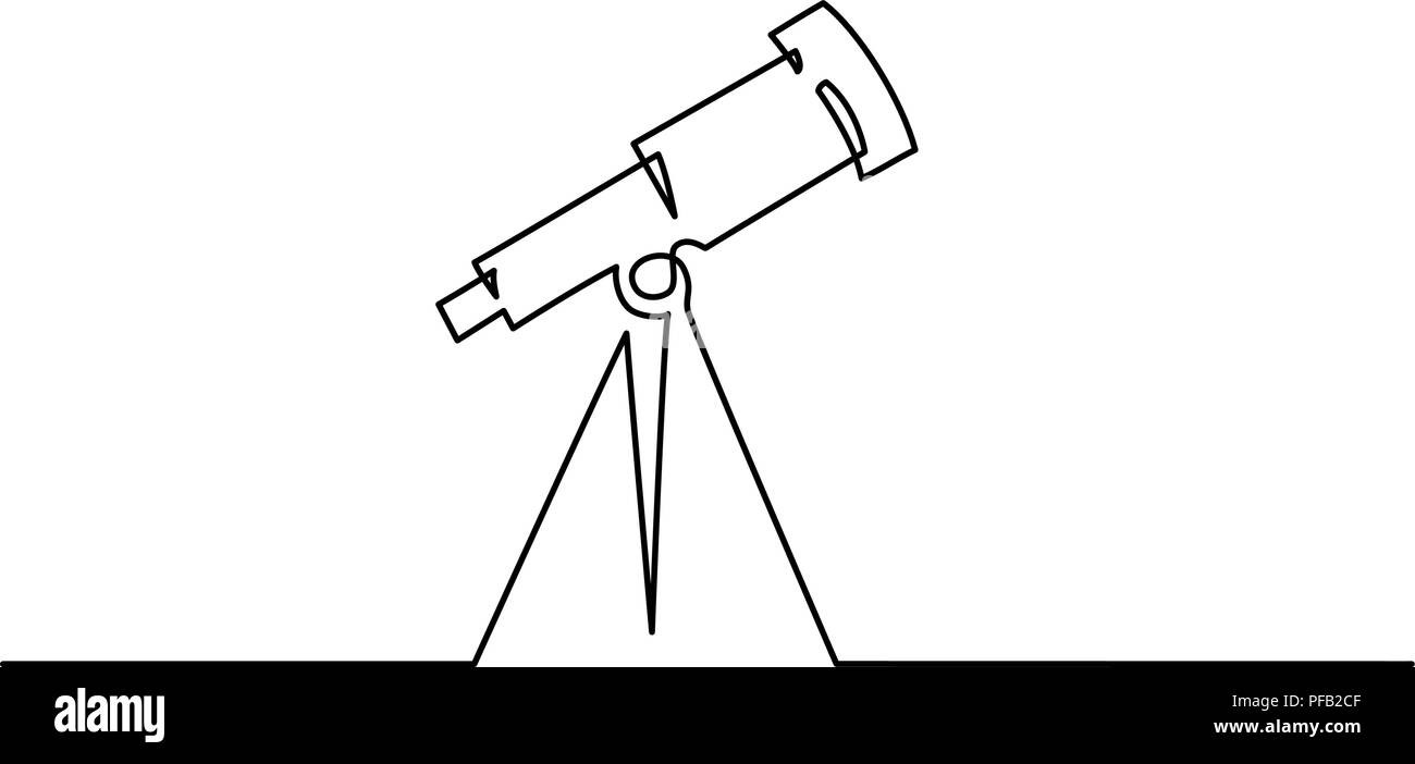 Kontinuierliche eine Linie zeichnen. Schule Teleskop Symbol. Vector Illustration Stock Vektor