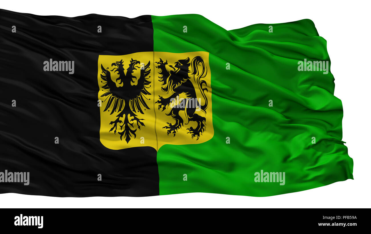 Flagge Ninove, Belgien, isoliert auf weißem Hintergrund Stockfoto