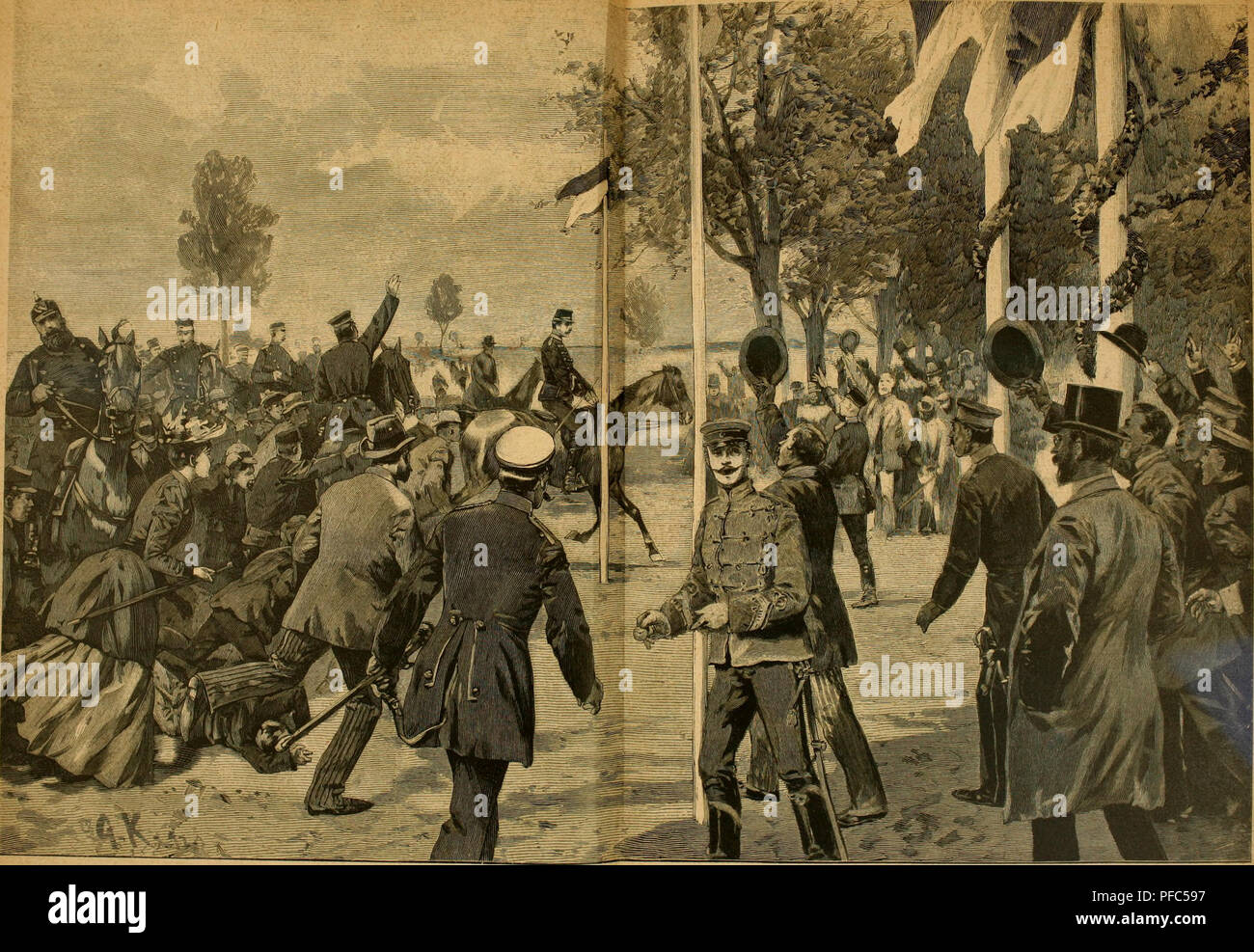 . Der grosse Distanz-Ritt Berlin-Wien im Jahre 1892 = die große Ausdauer Fahrt von Berlin-Wein im Jahr 1892. Pferde; Ausdauer reiten (Horsemanship) -- Deutschland. Und aulaiiift Enjiiiang deb eibten obterreiehieckeu Ken Ziel mit dem Tempelhotci Morgen des 4. Oktu. Bitte beachten Sie, dass diese Bilder sind von der gescannten Seite Bilder, die digital für die Lesbarkeit verbessert haben mögen - Färbung und Aussehen dieser Abbildungen können nicht perfekt dem Original ähneln. extrahiert. Naundorff, E. von. Breslau: J. Paul Lis Stockfoto