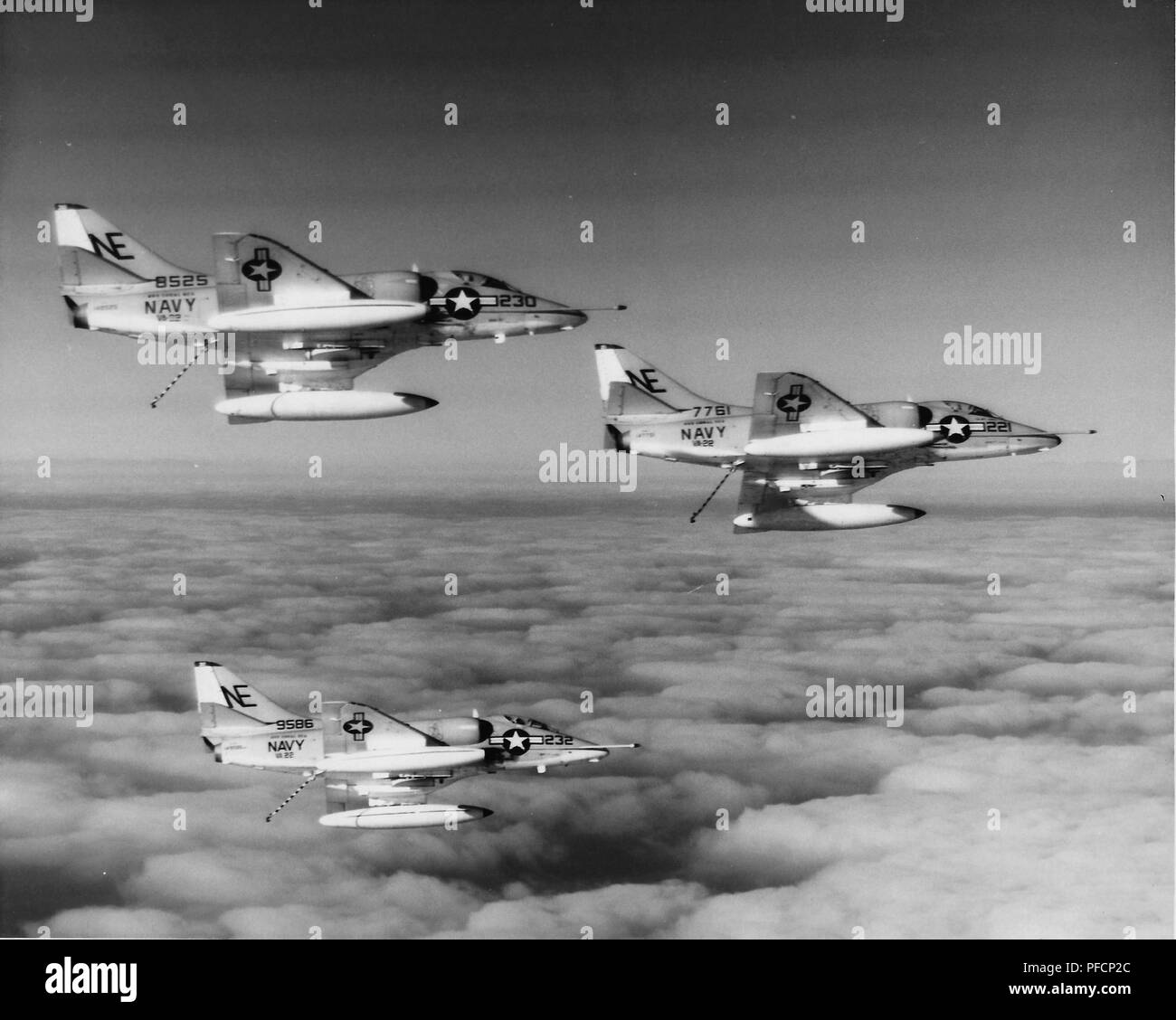 United States Air Force A4 Skyhawk Flugzeuge im Formationsflug während des Vietnam Krieges, 1970. () Stockfoto