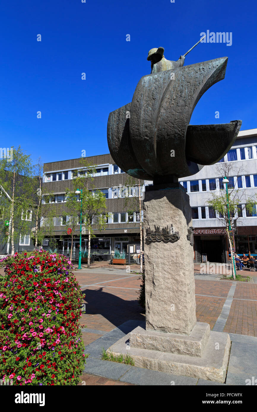 Whaler's Monument, Tromso Stadt, Insel Tromsoya, Troms County, Norwegen Stockfoto