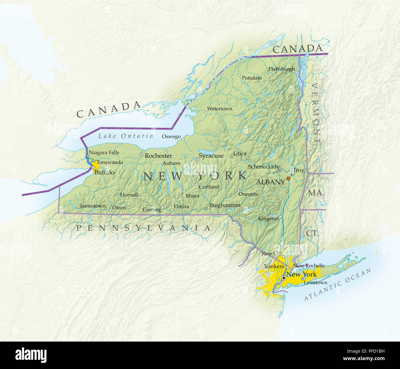 Karte von New York State, close-up Stockfoto