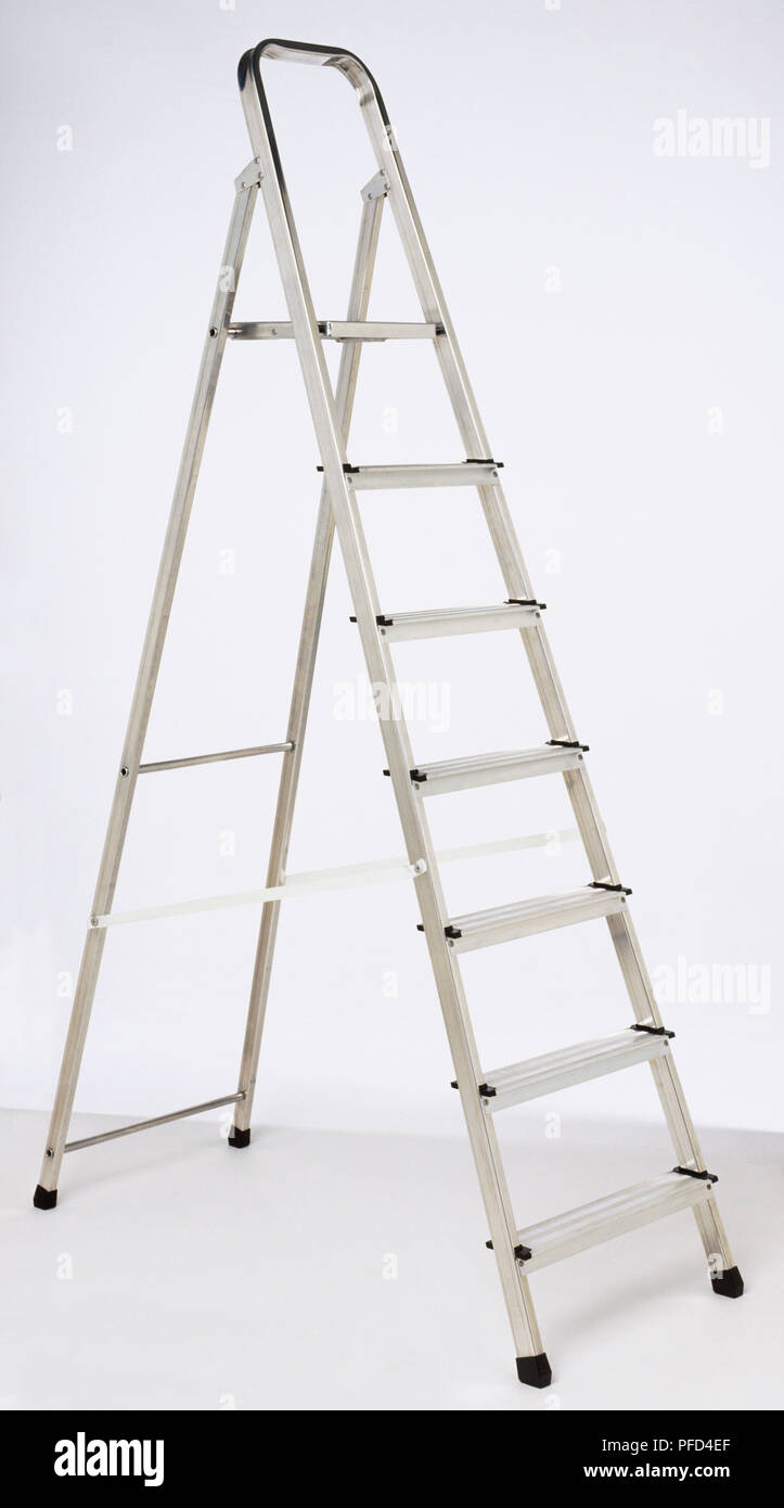 Metall Trittleiter, entfaltete. Stockfoto