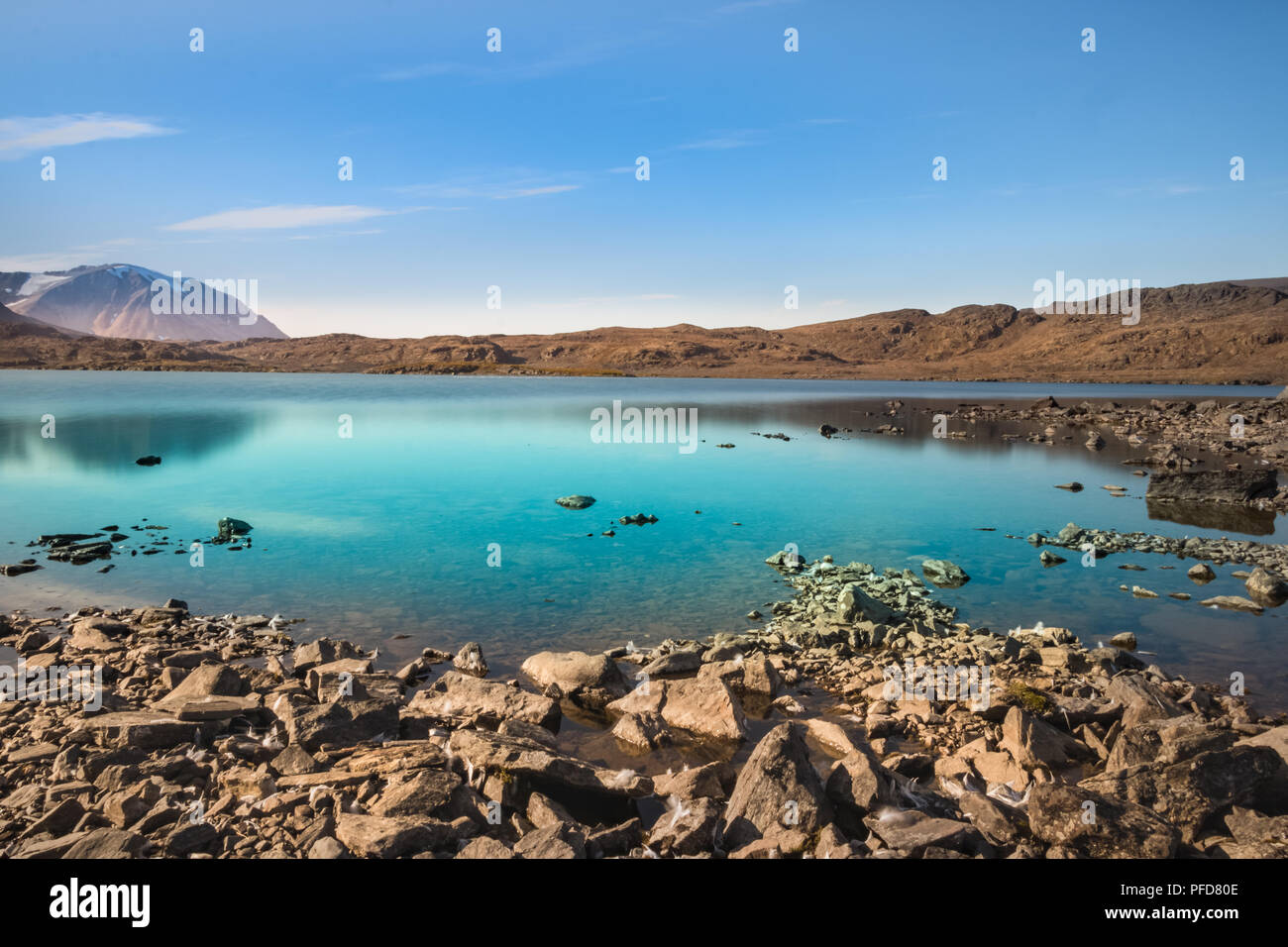 Ansicht des Signehamna, einer natürlichen Bucht und Hafen in Albert ich in Spitzbergen, Svalbard, Norwegen Land. Stockfoto