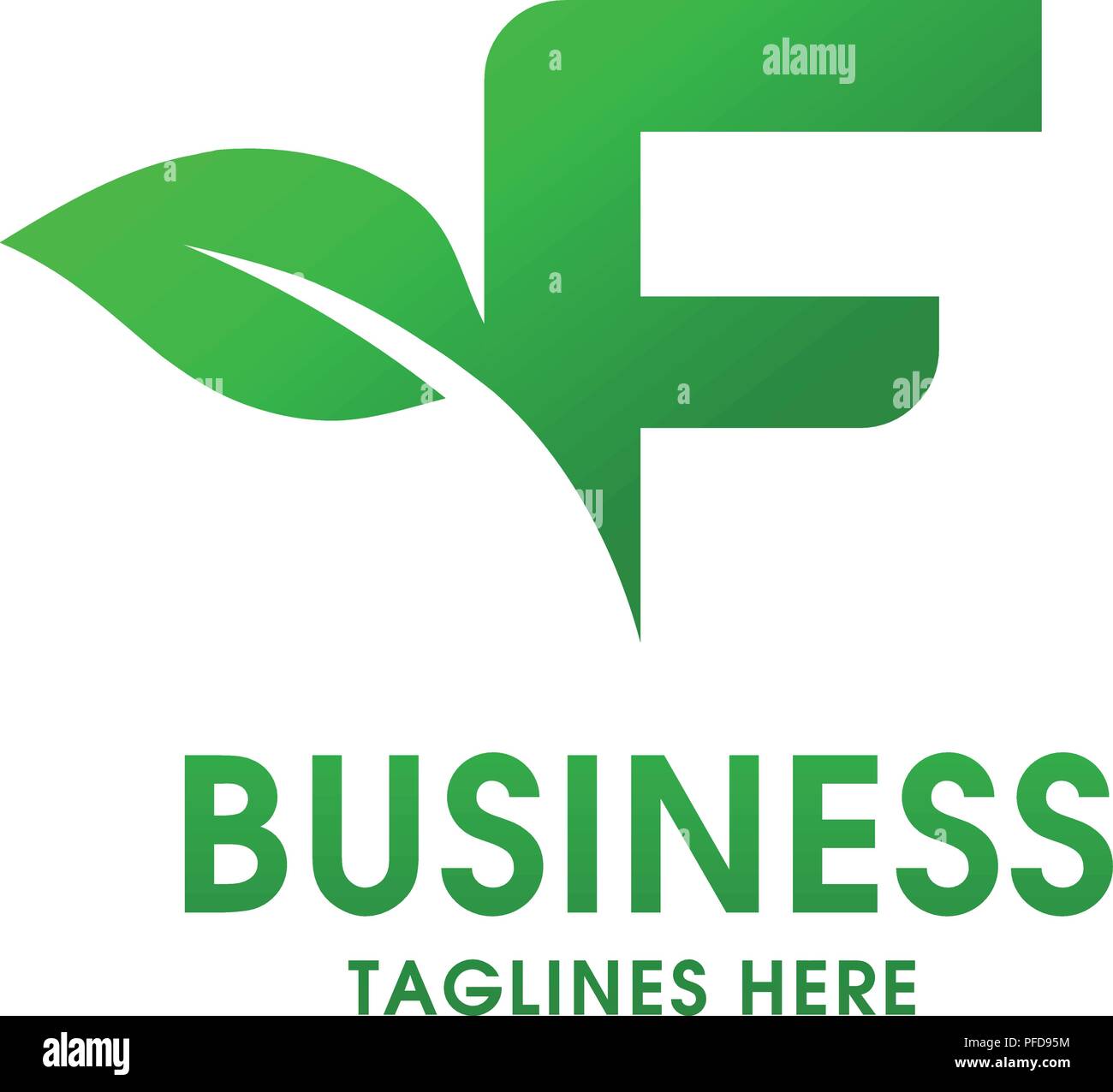Buchstabe F eco Logo auf weißem Hintergrund. Bio Bio Logo mit einem Blatt von Keimen Gras für Corporate Design der Firma oder Marke auf Brief F Stock Vektor