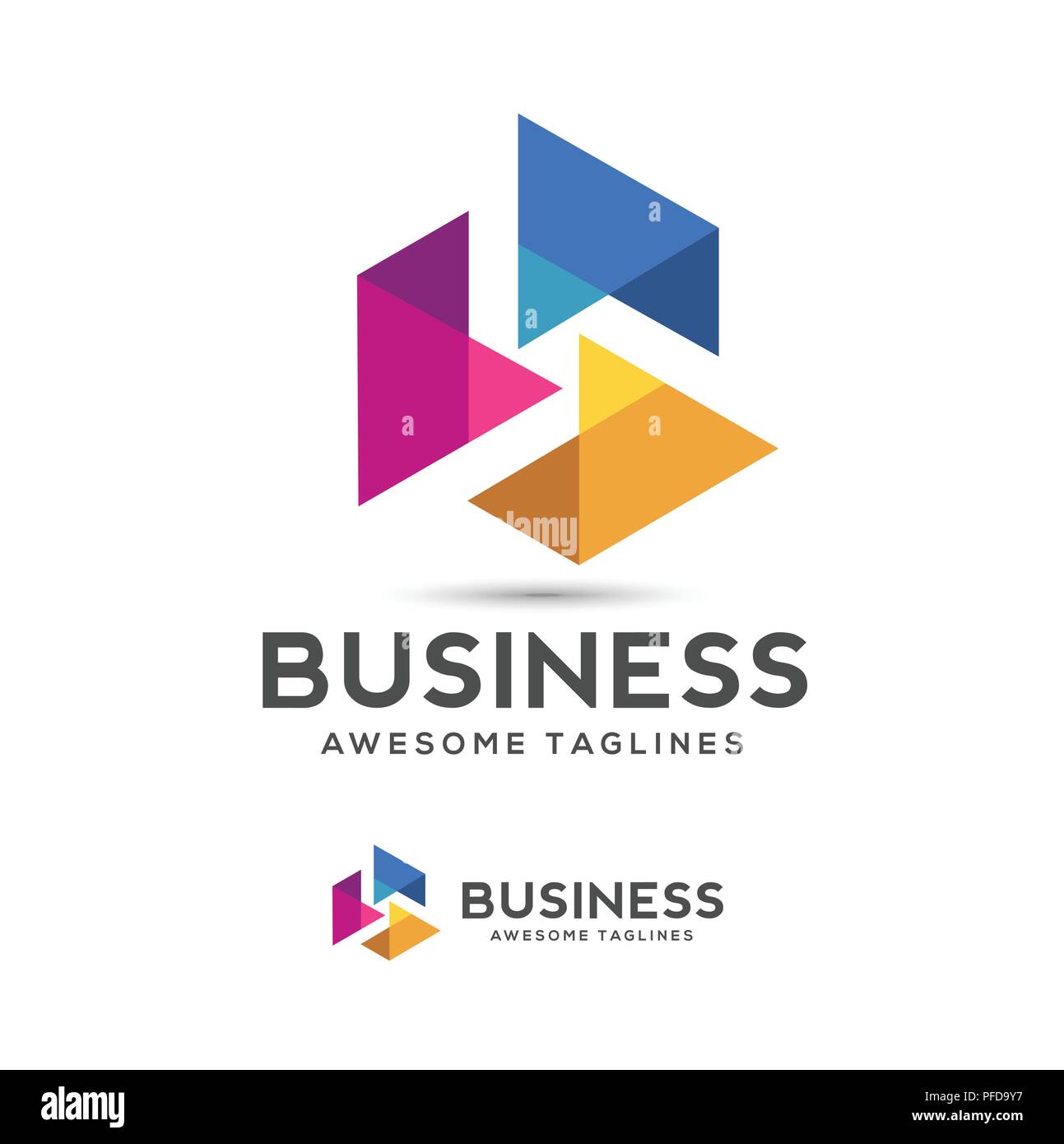 Gebogene Formen abstrakte Dreieck Farbe logo, Vector Logo Vorlage für Unternehmen, Technologie Medien Logo Logo, das Abspielen von Medien Stock Vektor