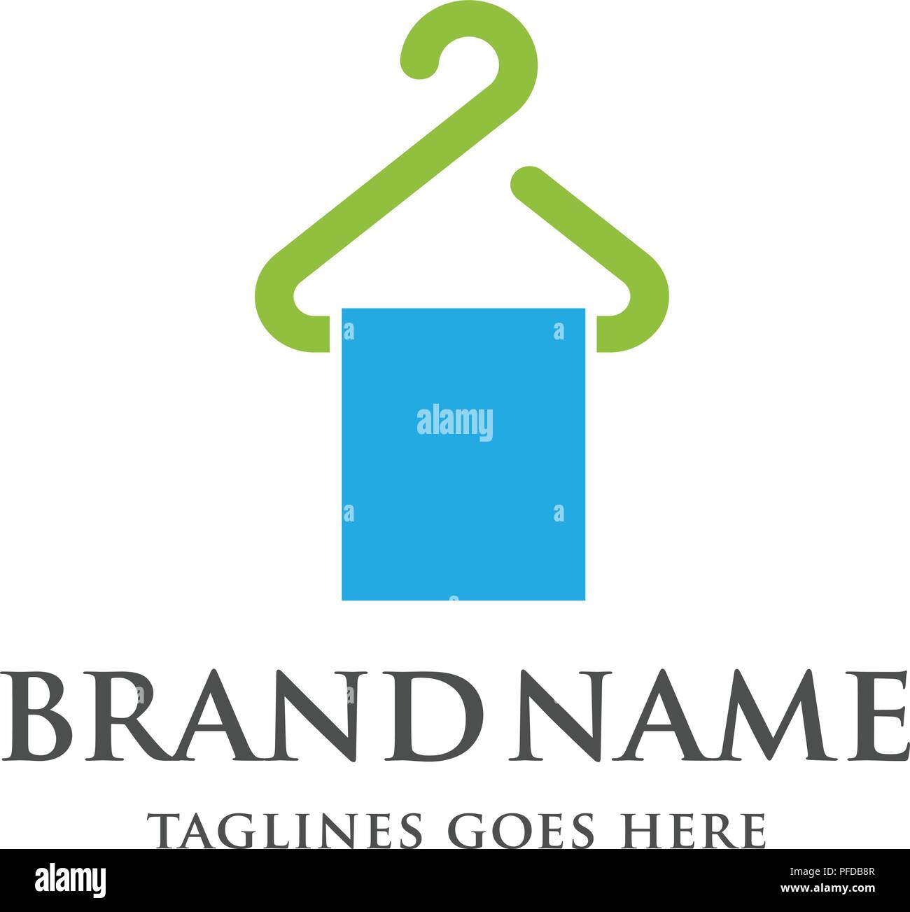 Kleiderbügel und Tuch line logo Vektor, wischen Tuch auf einem Kleiderbügel logo Stock Vektor