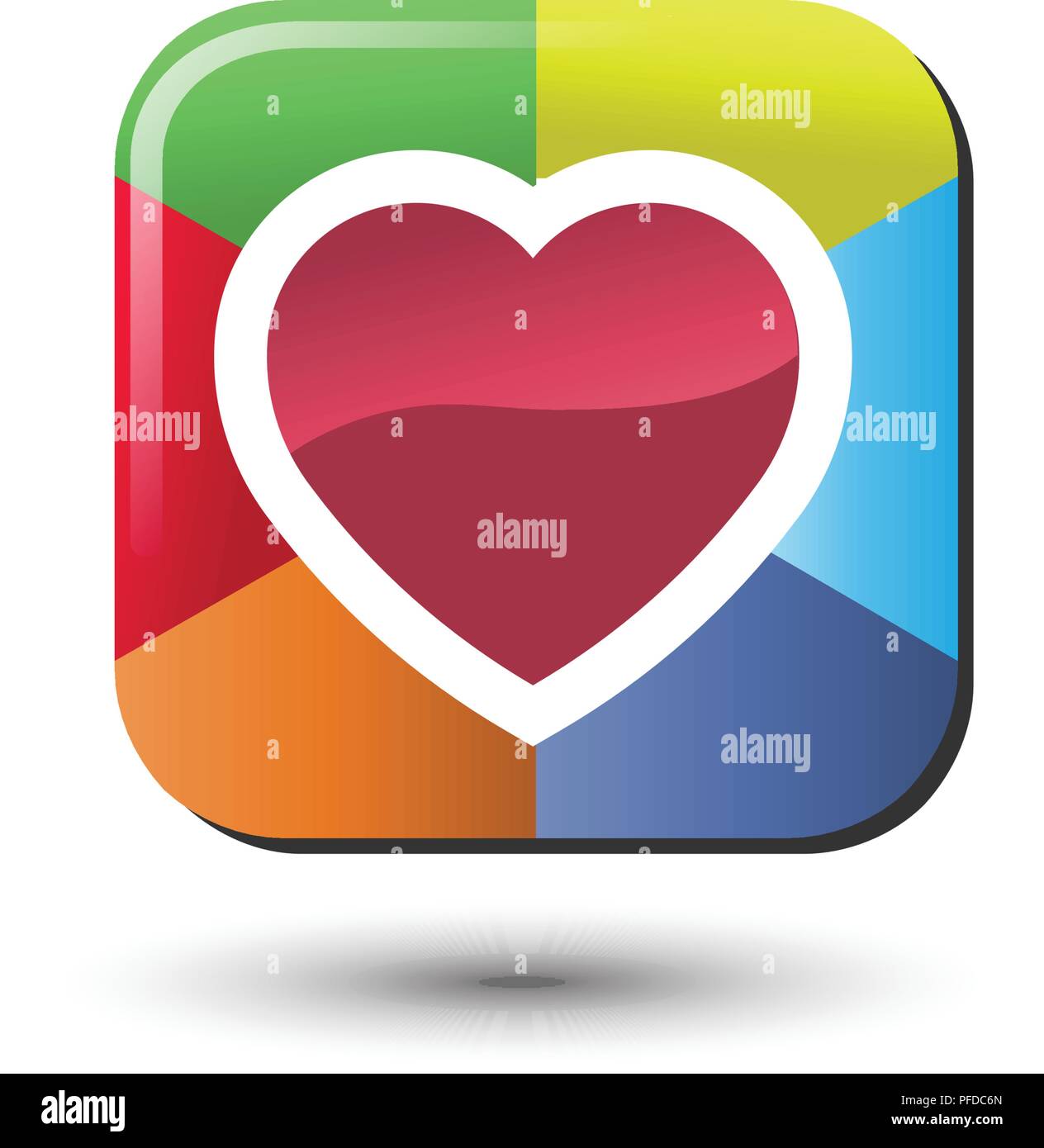 Herz Herz Liebe Herz Symbol Abbildung Herz Box Farbe Vektor Herz Farbe Mit Schatten Auf Weissem Hintergrund Instagram Farbe Stock Vektorgrafik Alamy
