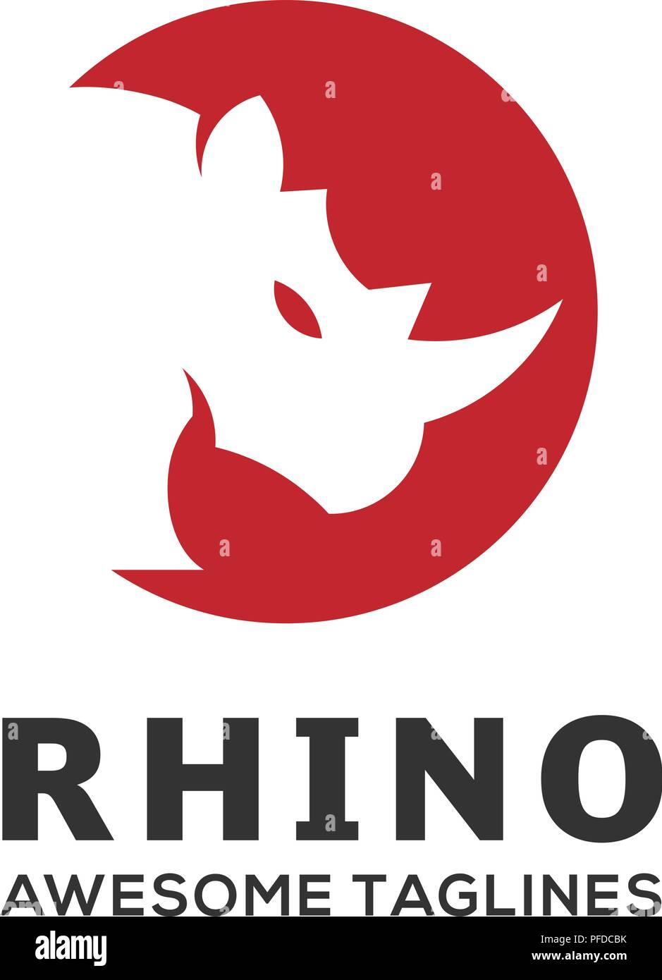 Rhinoceros. Rhino Logo. Business Template. Rhinos Kopf logo für Sport Club oder Team. Tierische Maskottchen Schriftzug. Vorlage. Vector Illustration. Stock Vektor