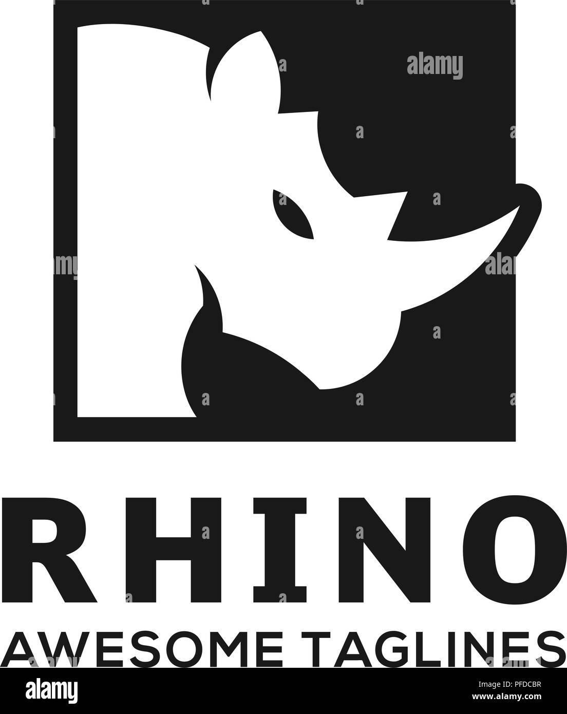 Rhinoceros. Rhino Logo. Business Template. Rhinos Kopf logo für Sport Club oder Team. Tierische Maskottchen Schriftzug. Vorlage. Vector Illustration. Stock Vektor