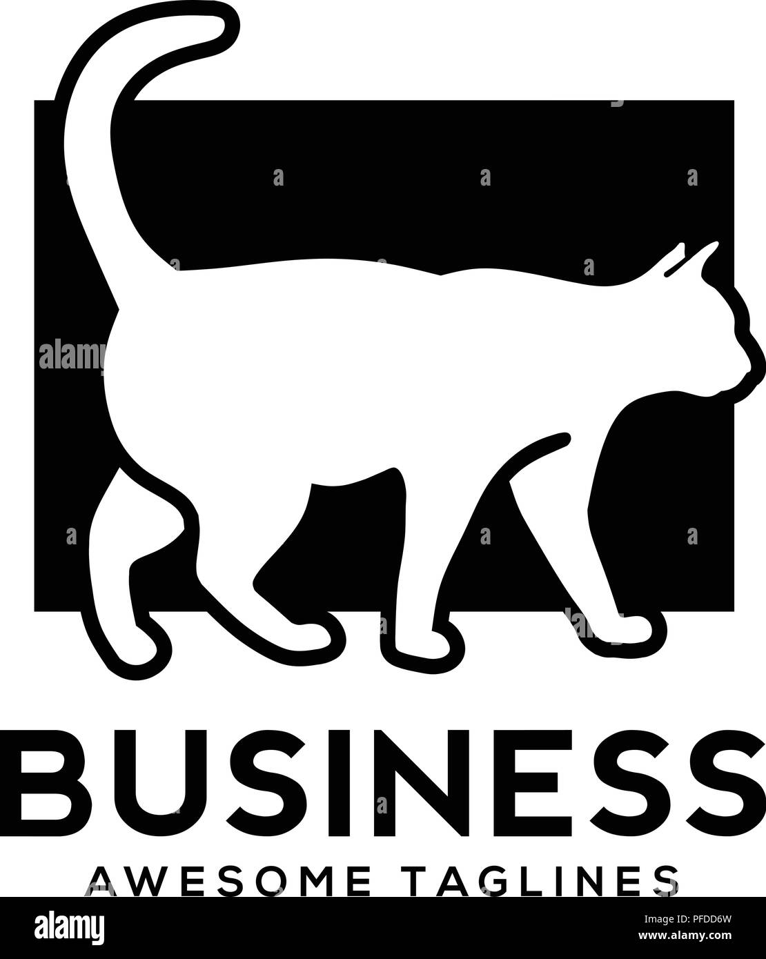 Weiße Katze mit schwarzen Hintergrund logo, Katze vektor Logo Design Vector, Cat vektor Logo Design. Pet Shop, tierärztliche Klinik Logo. Stock Vektor