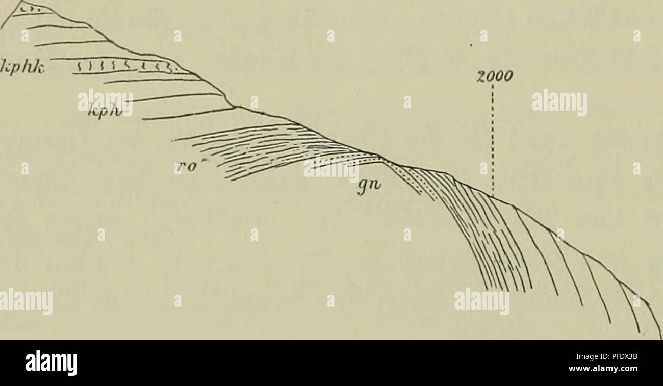 . - Denkschriften der Österreichischen Akademie, Christian. 298 B. Sand et, Kuppel bei Gansör zwischen Glimmerschiefer und nördlichem Kalkphyllit, Garbenschiefer weiter östlich am Großen sehen und den groben Spatgneis noch bei Pfunders nördlich von der Furkel in Gesellschaft der übrigen schon beschriebenen Tauerngesteine. Endlich tauchen solche Gesteine mit den Kalkschiefern in der Hülle des Serpentins der Sattelspitze südlich von Punkt 2650 auf. Da sowohl nördlich als südlich vom Serpentin quarzphyllitische und grauwackengneisartige Gesteine auftreten, erinnert this Gruppe ein Sterben im Sc Stockfoto