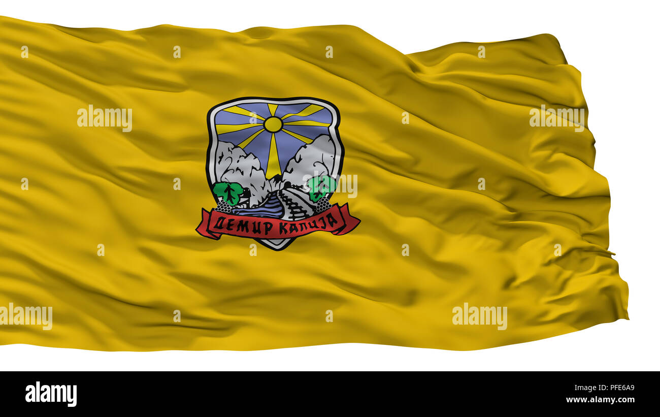 Demir Kapija Gemeinde Stadt Flagge, Mazedonien, isoliert auf weißem Hintergrund Stockfoto