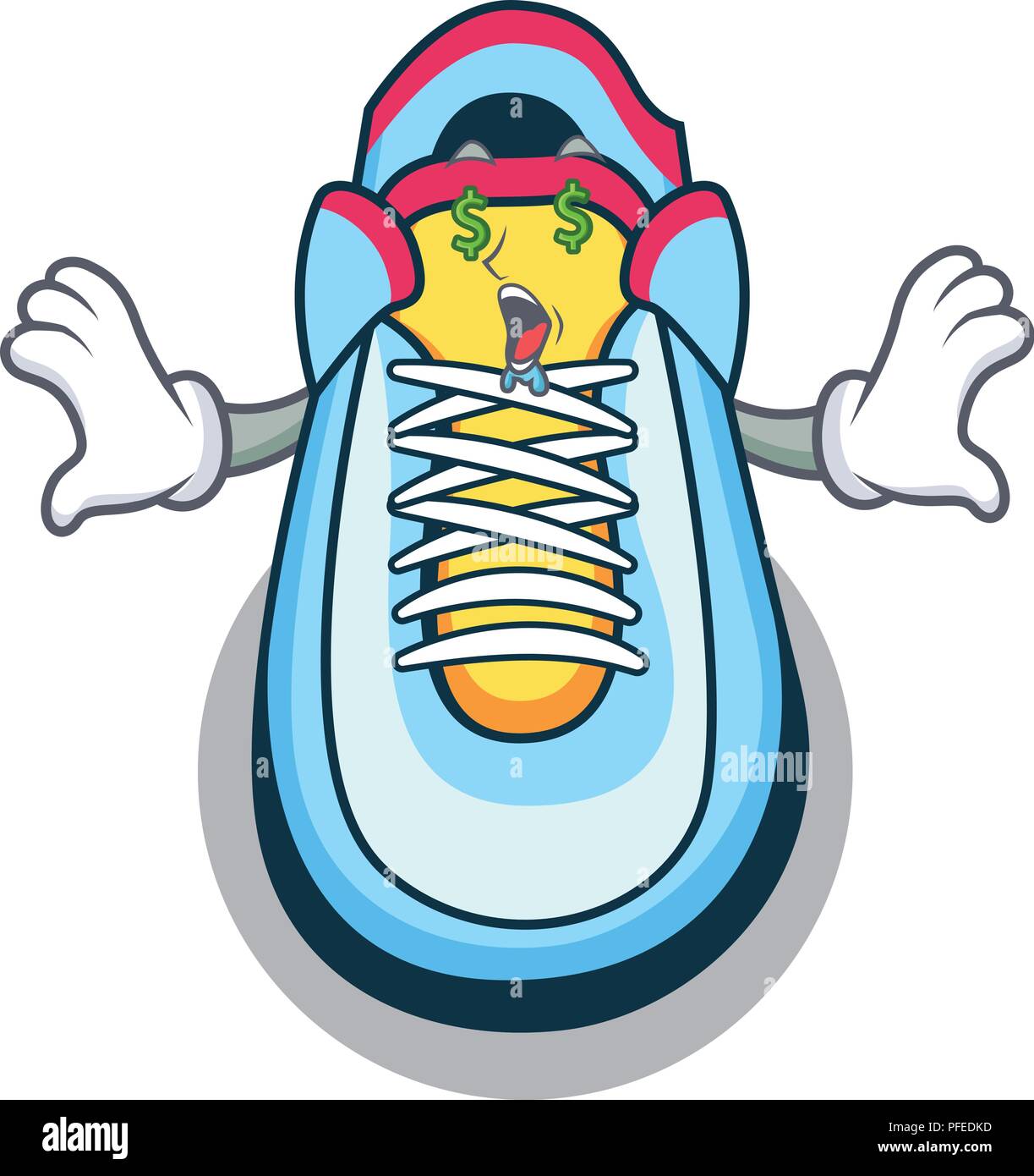 Geld Auge sneaker Maskottchen Cartoon Stil Stock Vektor