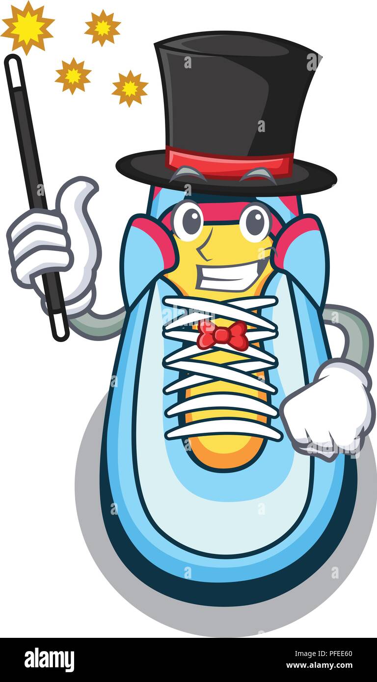 Magier sneaker Maskottchen Cartoon Stil Stock Vektor