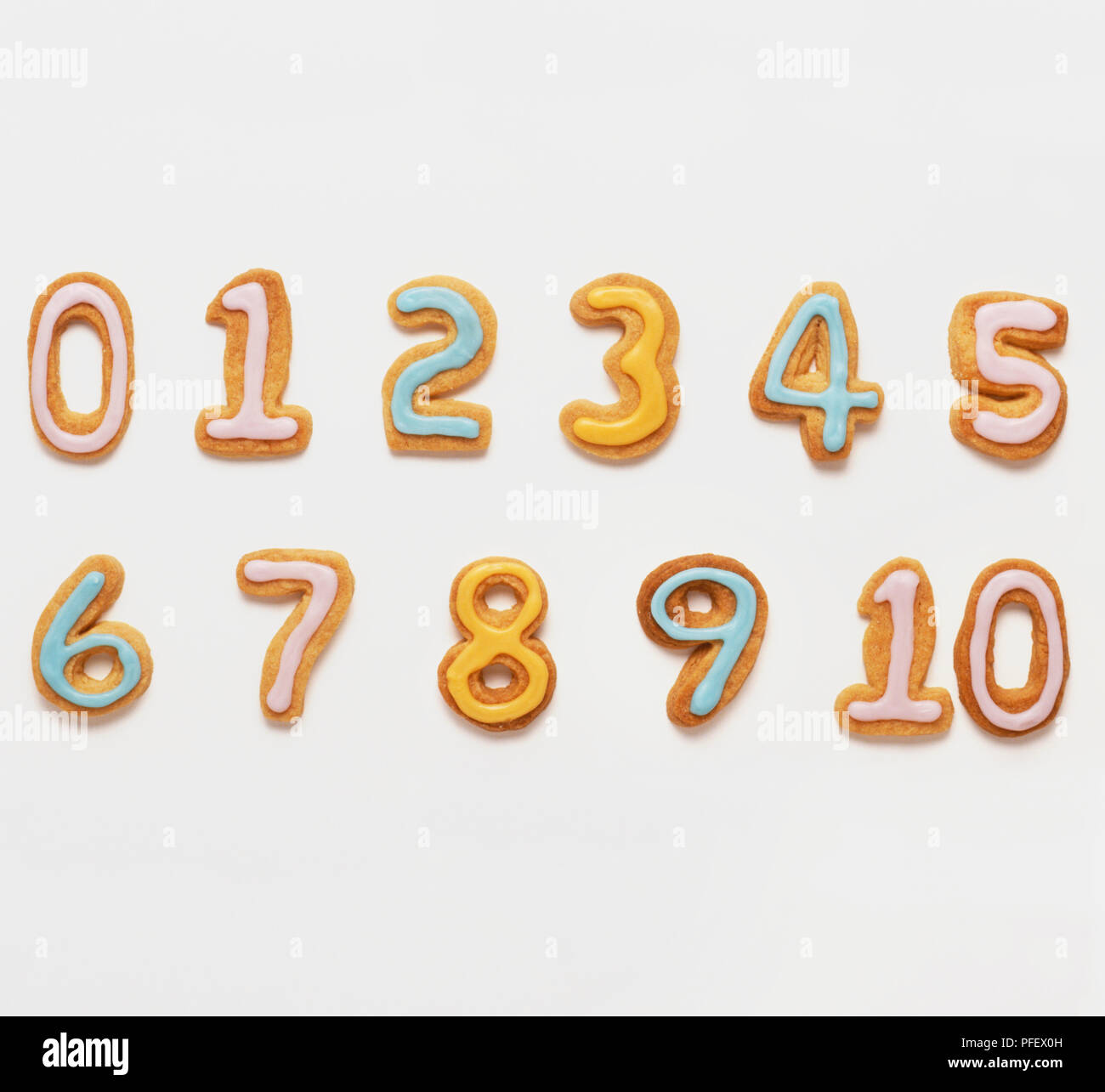 Keks Zahlen von 0 bis 10. Stockfoto