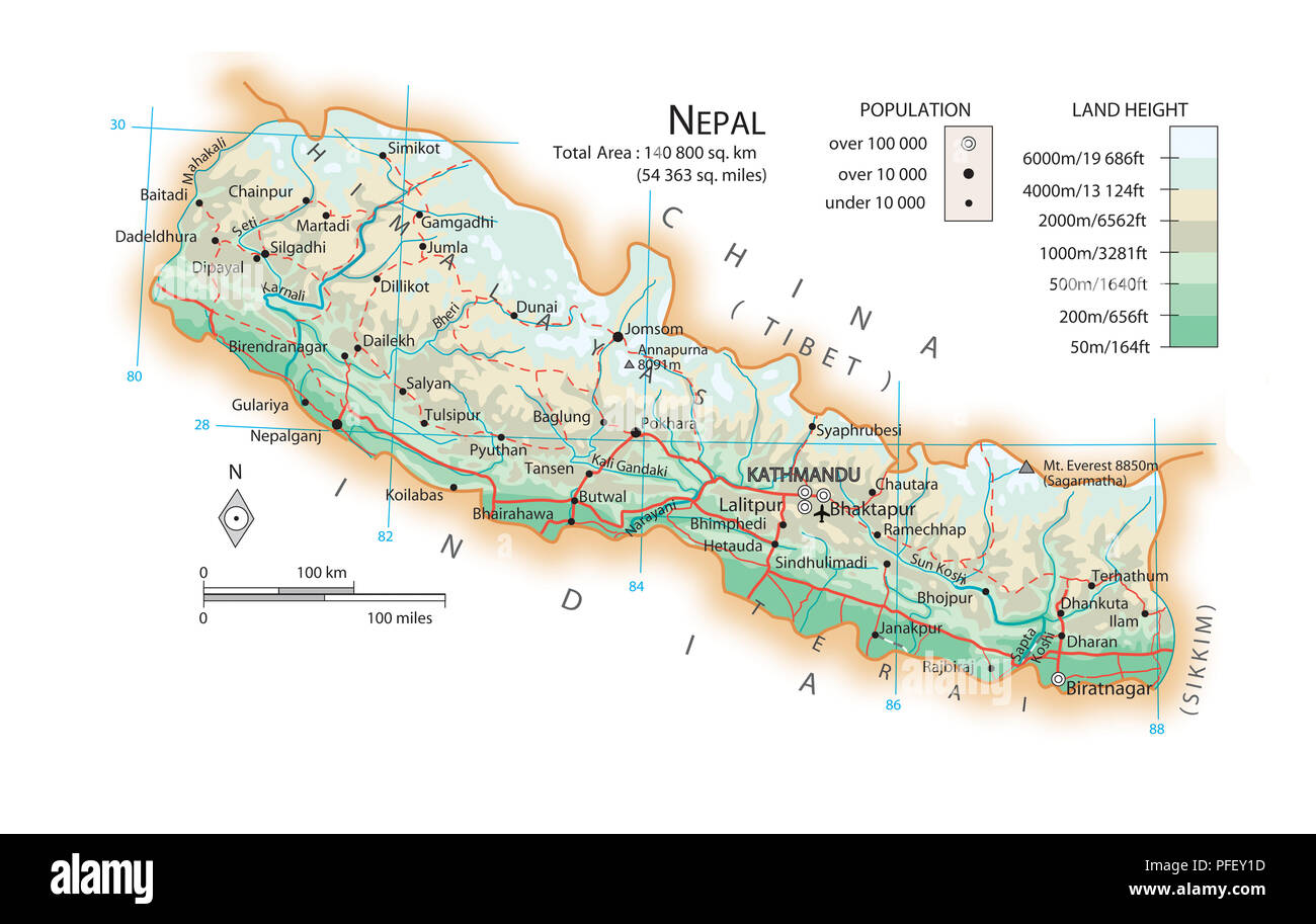 Map Of Nepal Stockfotos Und Bilder Kaufen Alamy