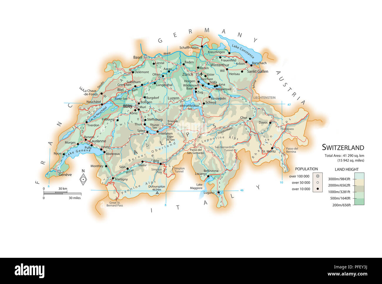 Karte der Schweiz Stockfoto Karte der Schweiz Stockfoto
