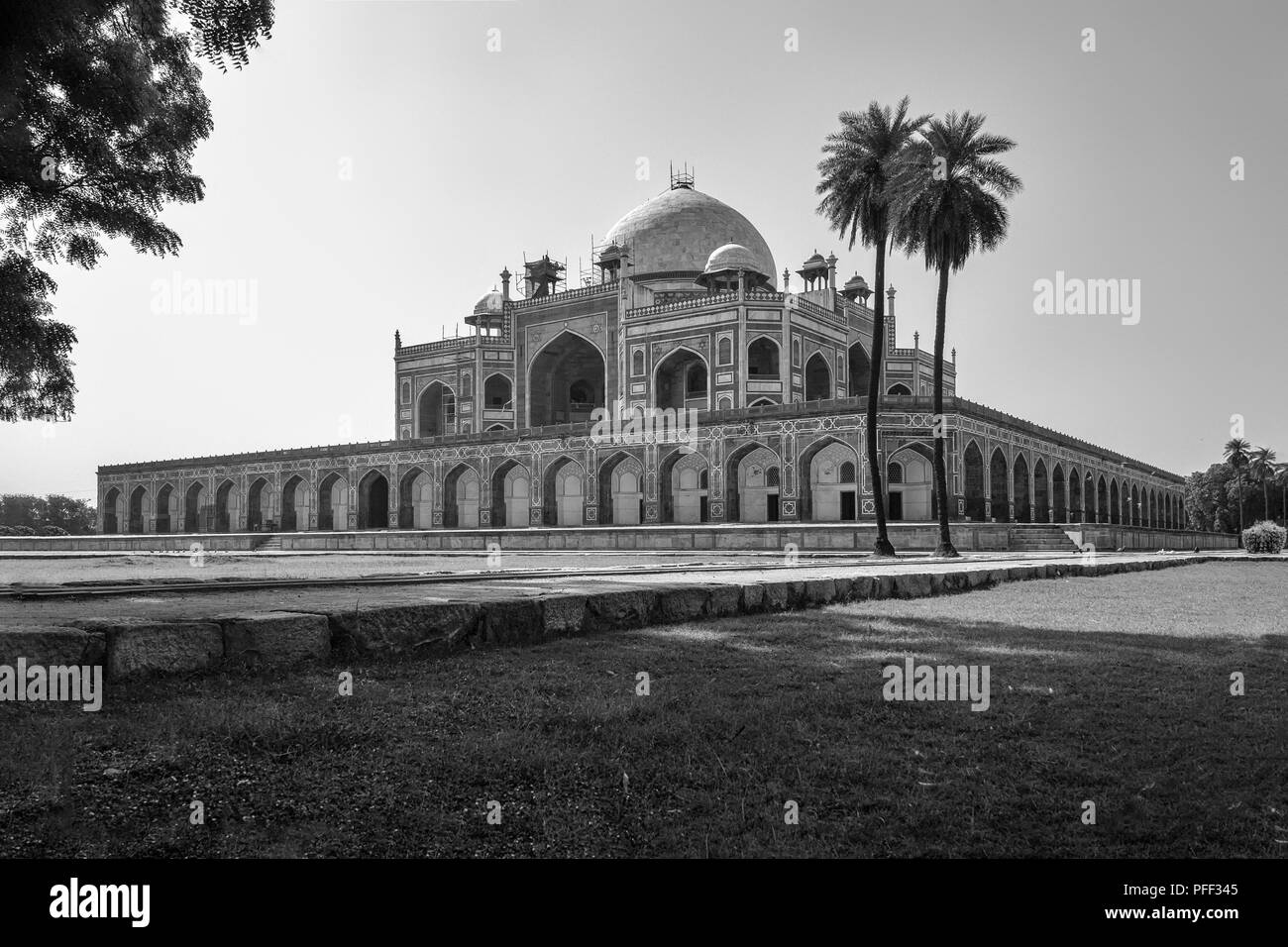 New Delhi, India-August 25, 2014 eine vollständige Ansicht von Humayun Grabmal.. Stockfoto