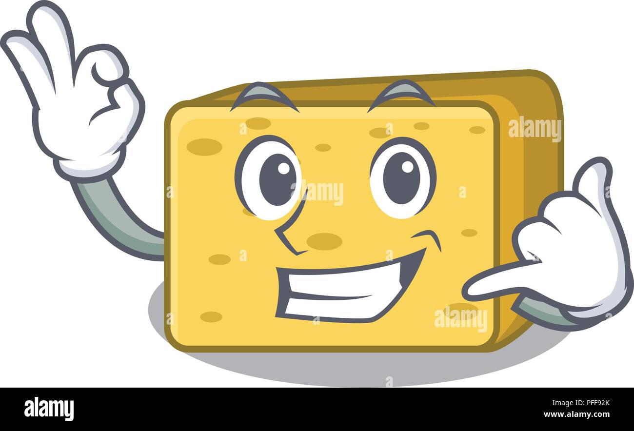 Rufen Sie mich an Gouda Käse Maskottchen Karikatur Stock Vektor