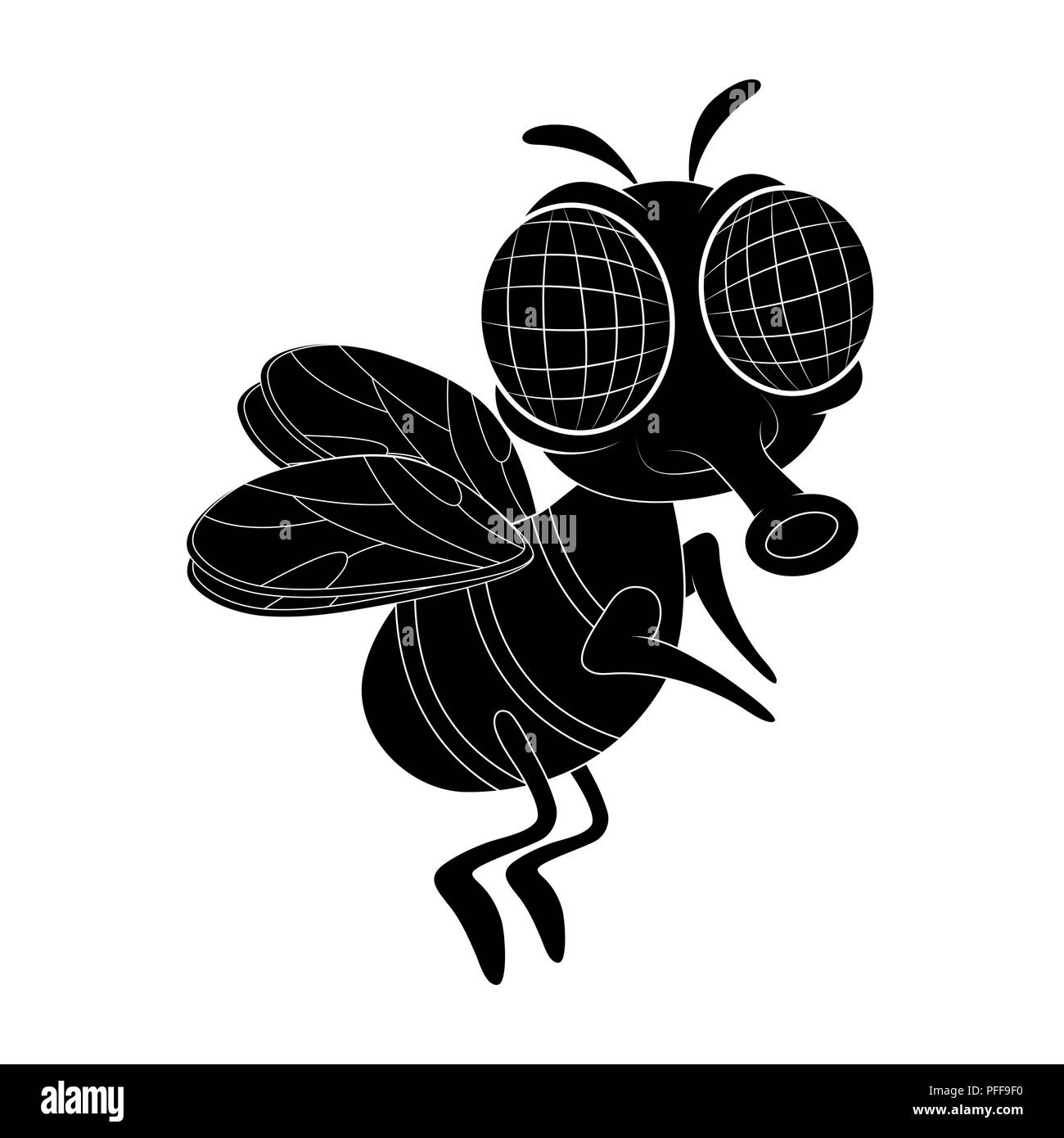 Fliegen Zeichentrickfigur vektor design auf weißem Hintergrund Stock Vektor