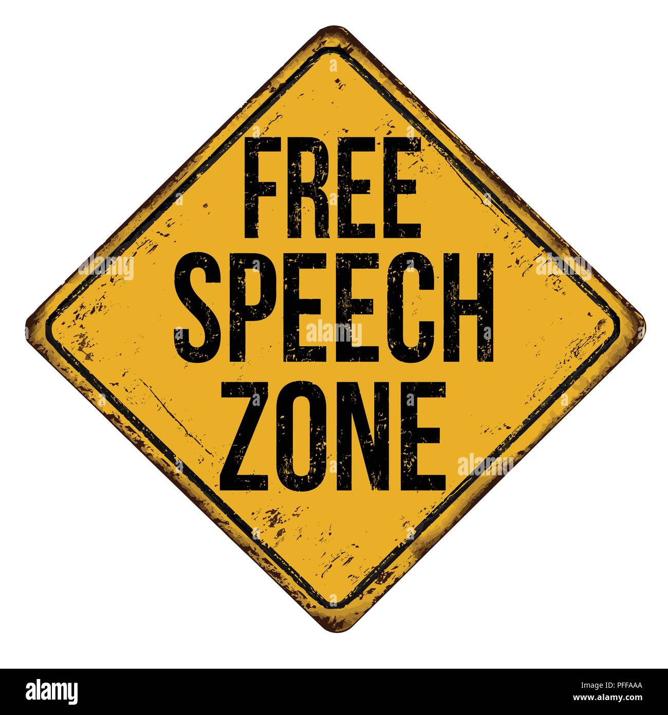 Free Speech zone Vintage rostiges Metall Zeichen auf weißem Hintergrund, Vector Illustration Stock Vektor
