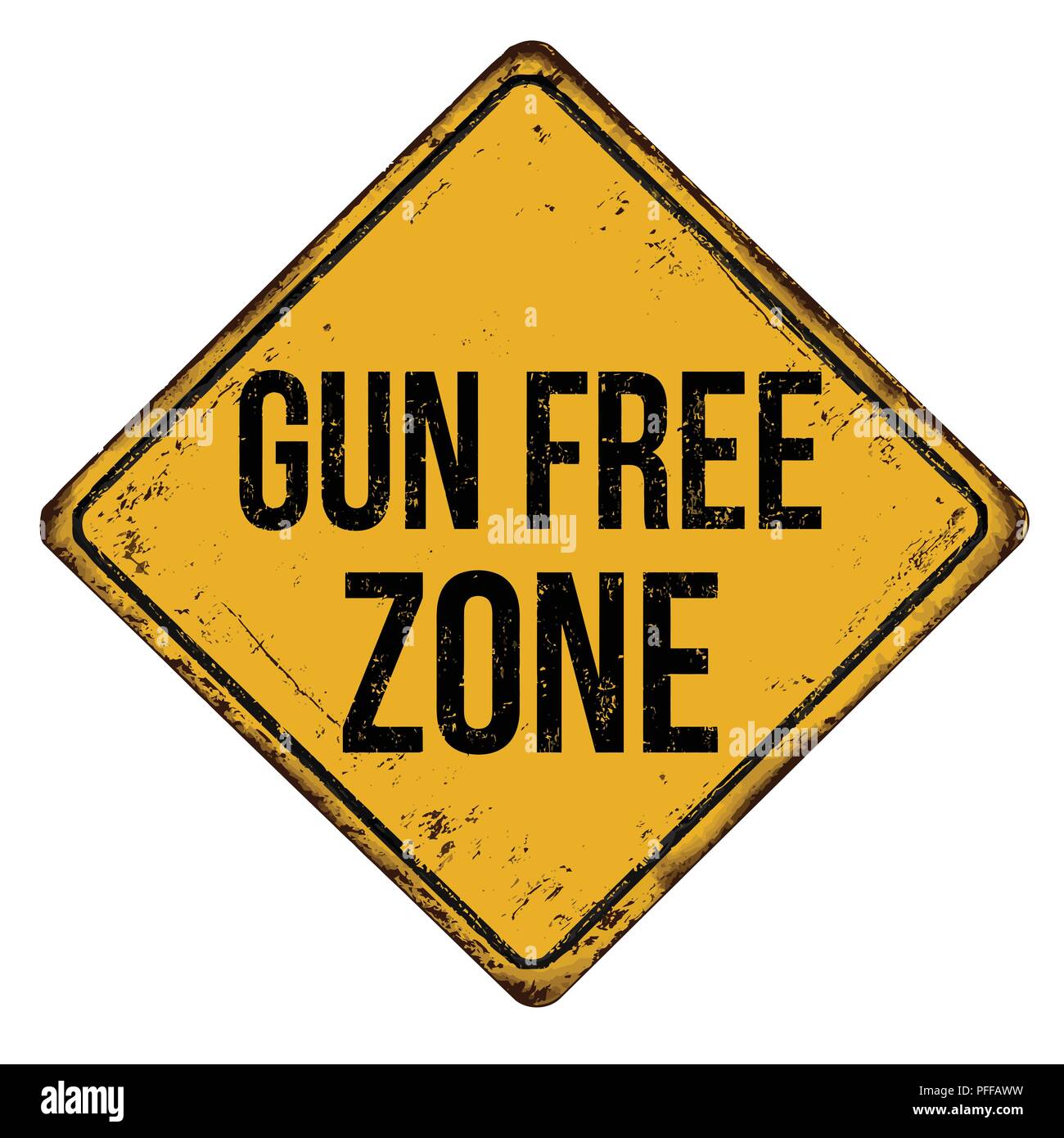 Gun free zone Vintage rostiges Metall Zeichen auf weißem Hintergrund, Vector Illustration Stock Vektor