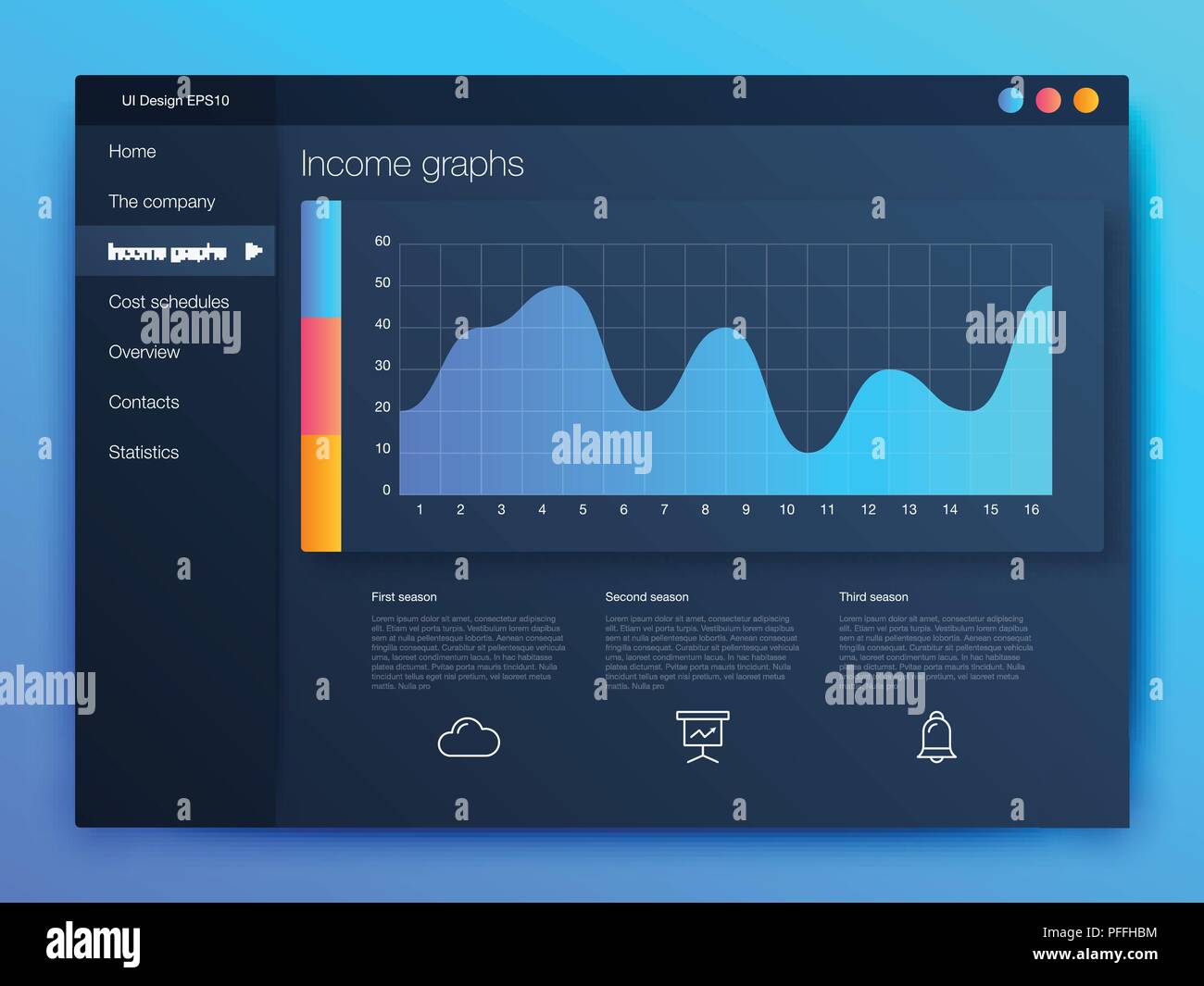 Dashboard Infografik Vorlage mit moderner UI-Design Stock Vektor