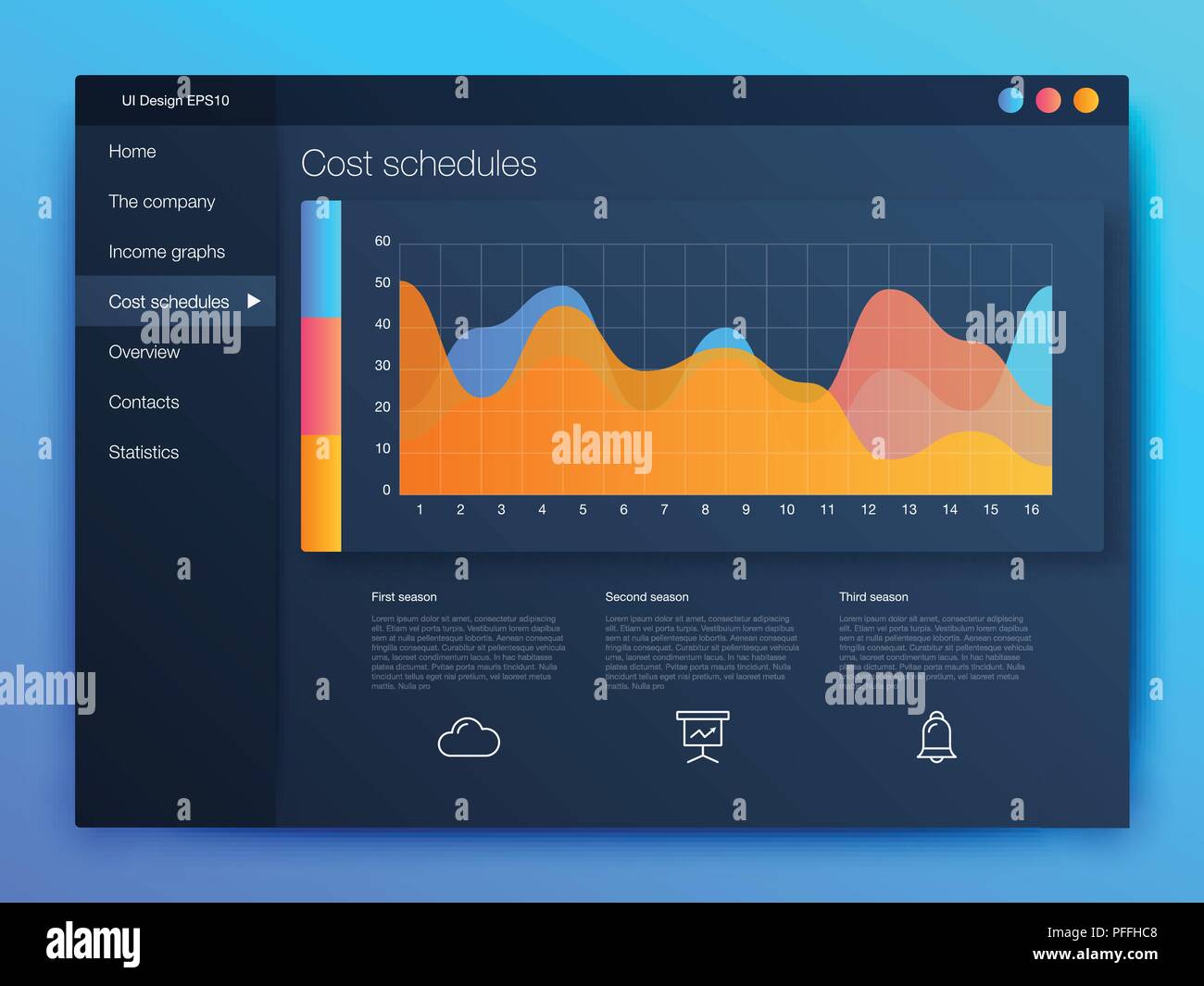 Dashboard Infografik Vorlage mit moderner UI-Design Stock Vektor