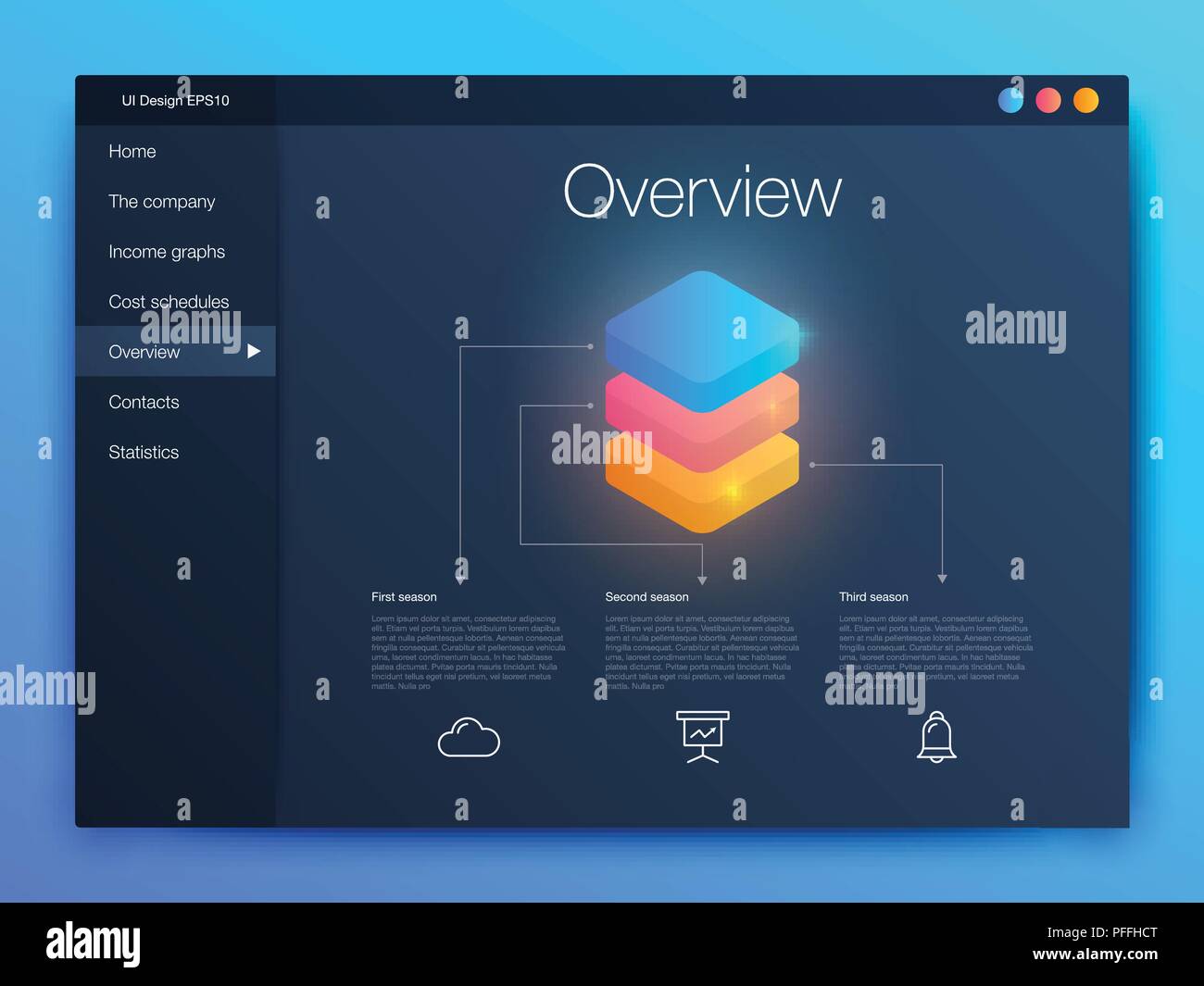 Dashboard Infografik Vorlage mit moderner UI-Design Stock Vektor