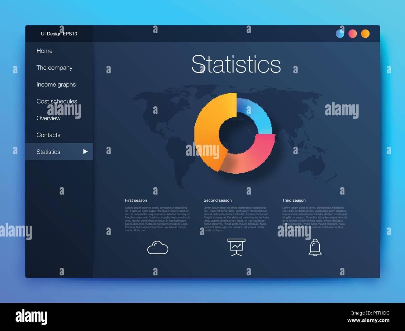 Dashboard Infografik Vorlage mit moderner UI-Design Stock Vektor