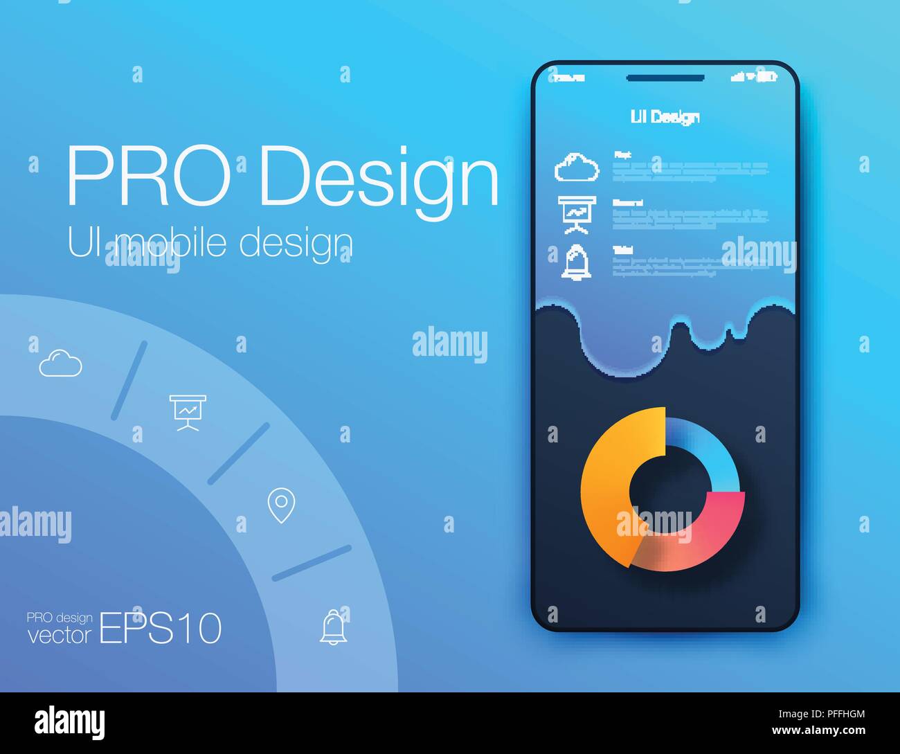 Wetter UI. Material Design. Vektor illustration Stock Vektor