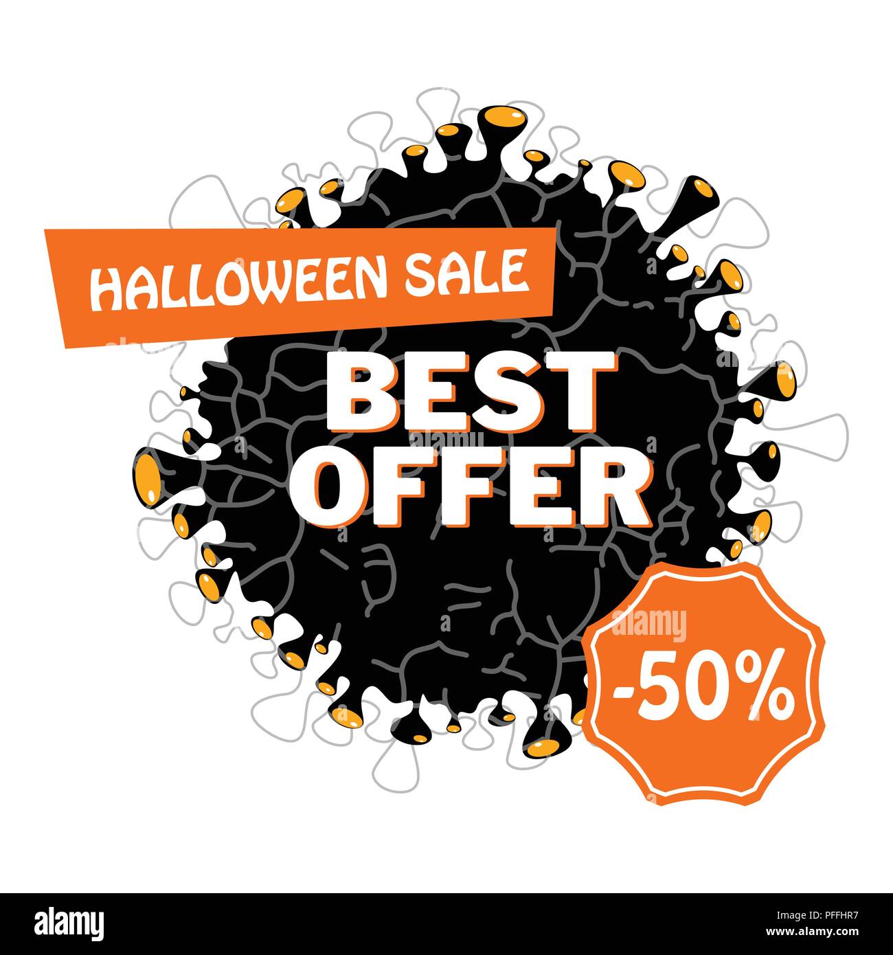 Abzeichen für Halloween Verkauf. Rabatt Tag und Label. Stock Vektor