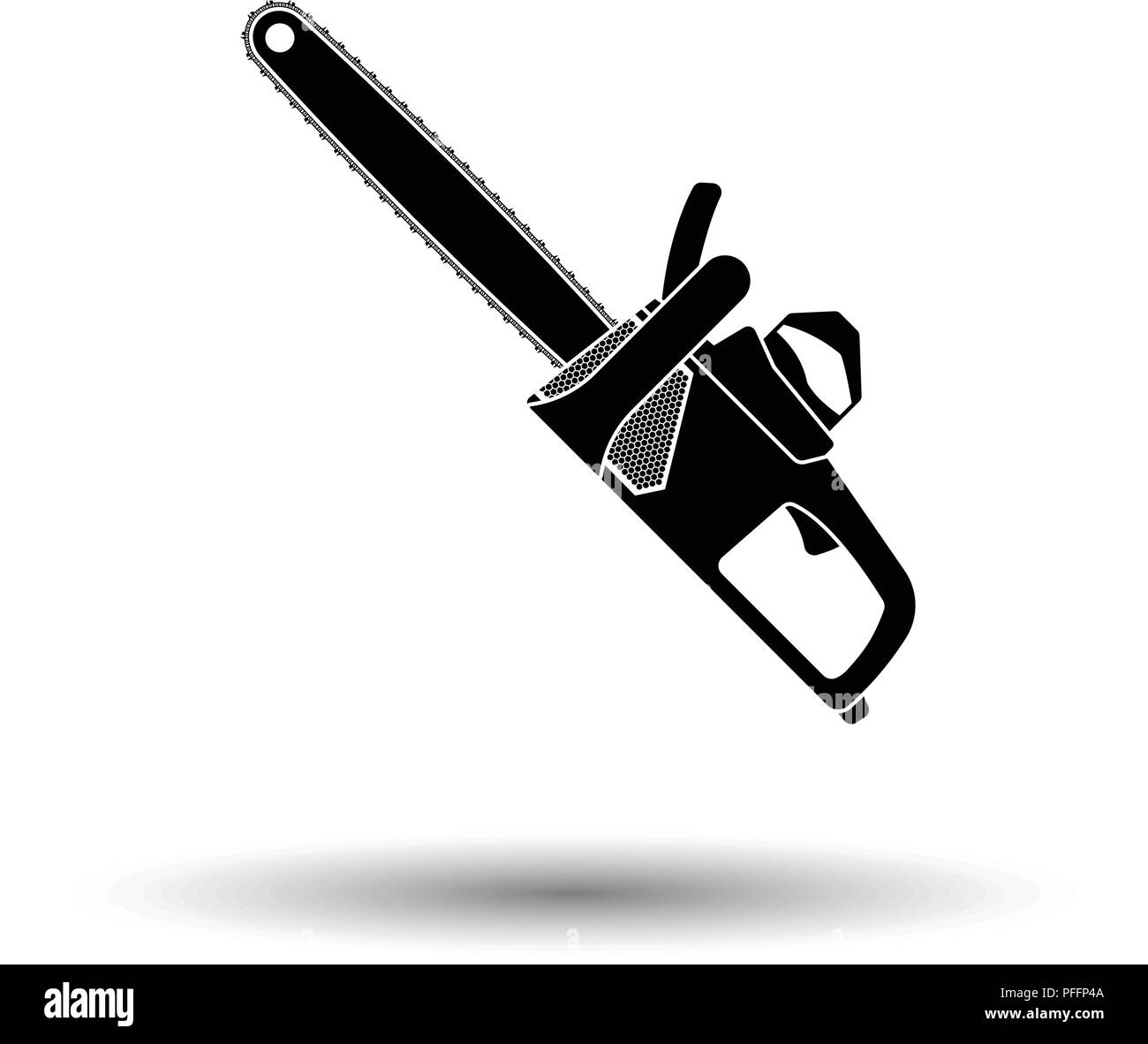 Kettensäge-Symbol. Weißen Hintergrund mit Schatten Design.  Vektor-Illustration Stock-Vektorgrafik - Alamy