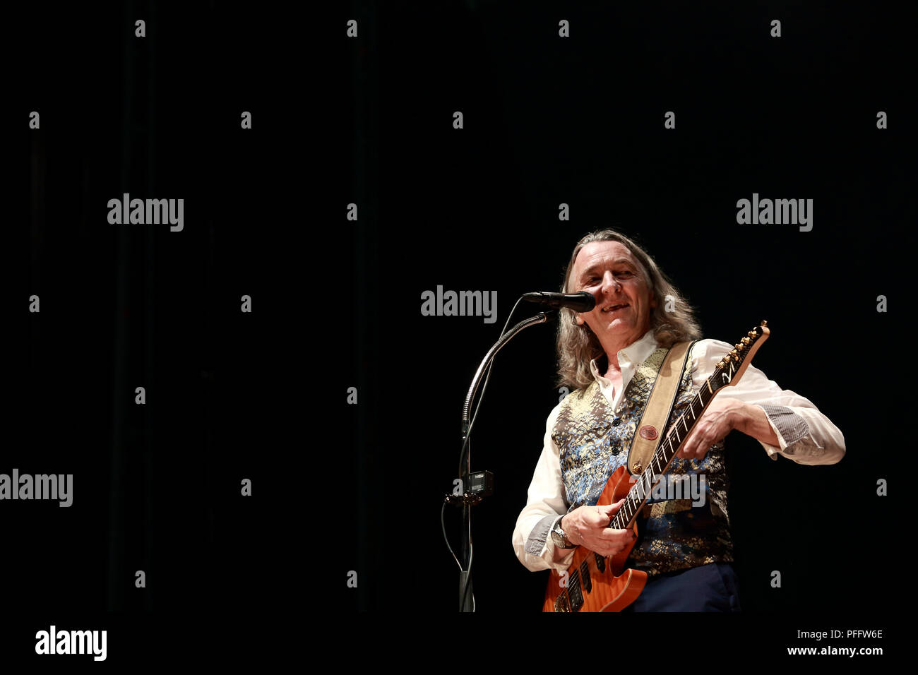 Die Stadt Alicante, Spanien. 14 Aug, 2018. Roger Hodgson 2018 Tour. In Alicante, Spanien. August Roger Hodgson Piano, Keyboards, Gitarren Ray Coburn Piano Bryan Head Drumms David J Zimmermann Bass Michael Ghegan Saxo Credit: Jose Ortin/Pacific Press/Alamy leben Nachrichten Stockfoto