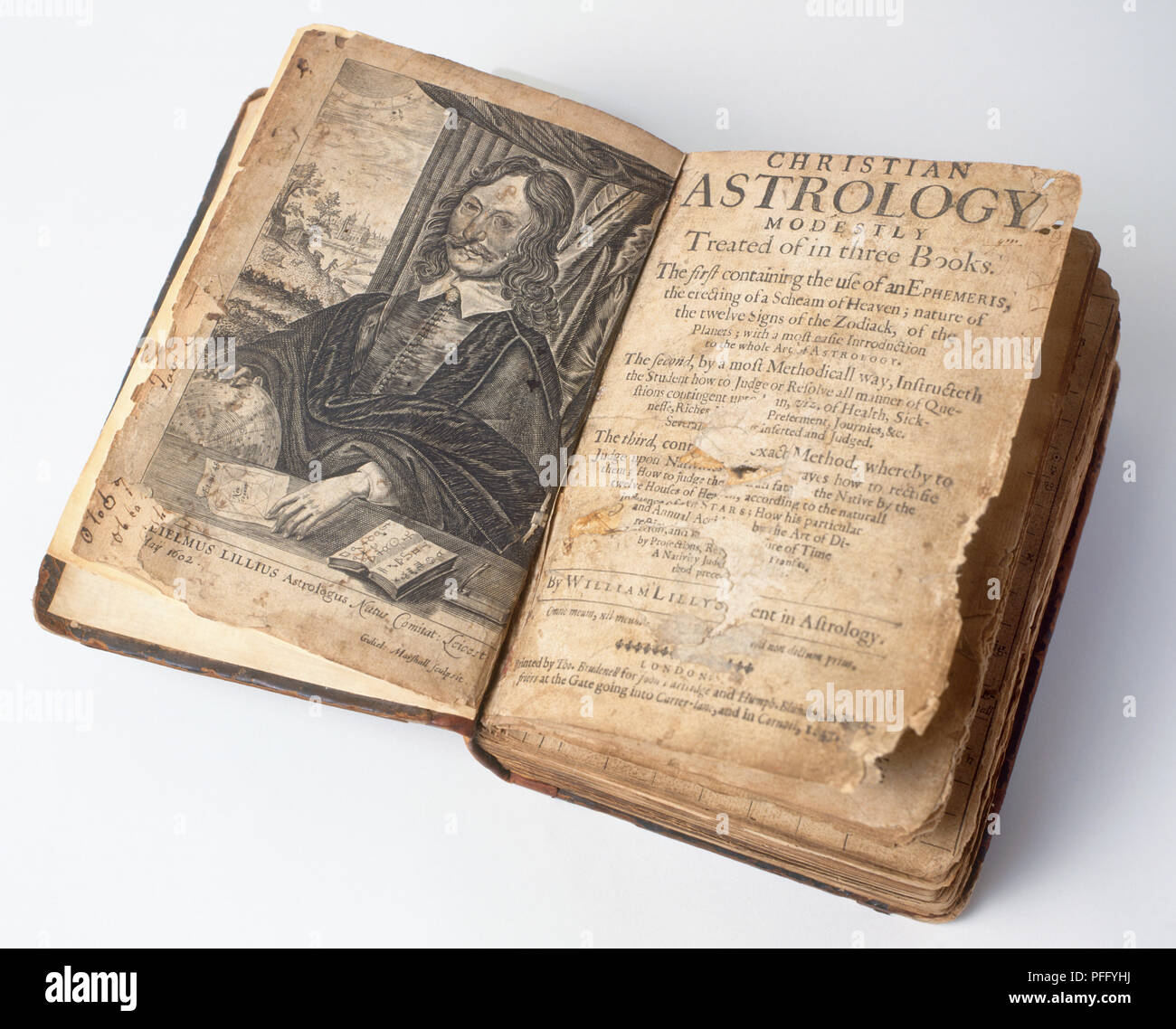 Stundenastrologie buch Lügen öffnen, 17. Jahrhundert Stockfoto