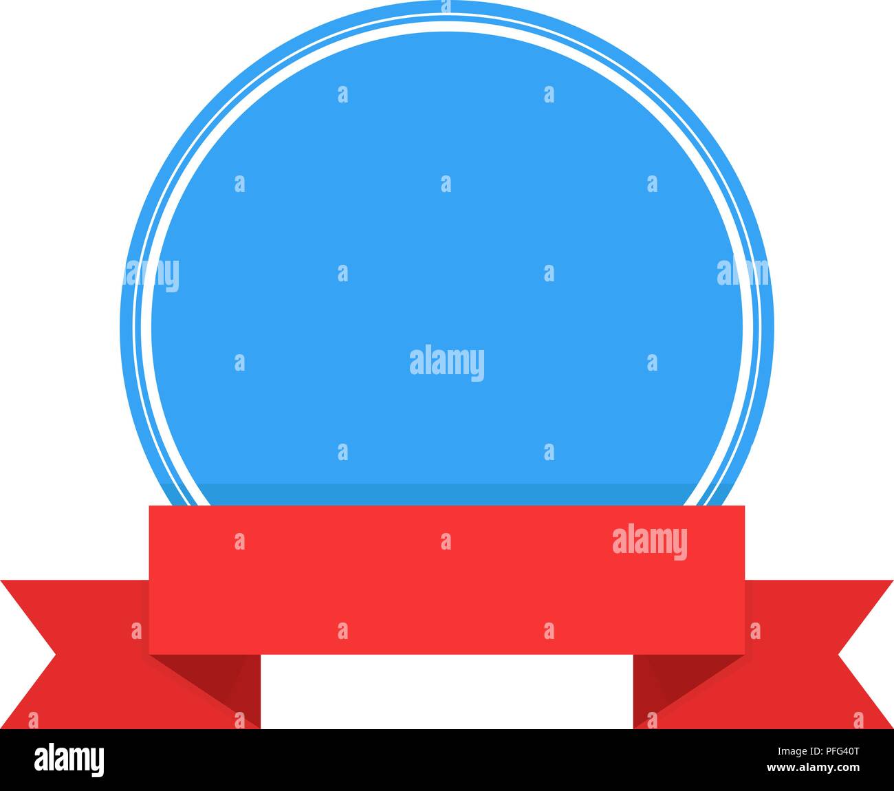 Blauer runder Aufkleber Aufkleber mit rotem Band banner Stock Vektor
